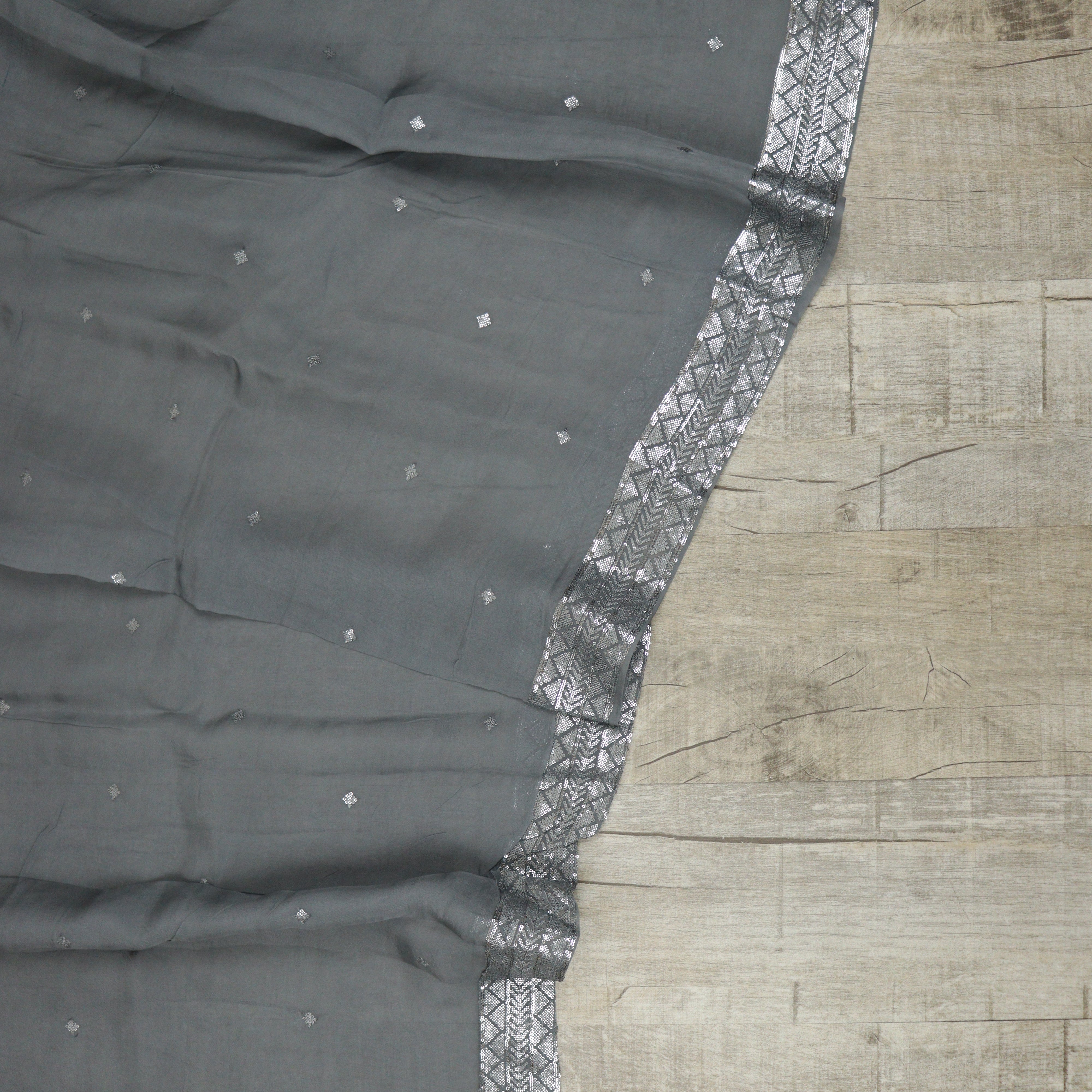 Load image into Gallery viewer, Charcoal Grey Pure Viscose Organza Suit-3501
