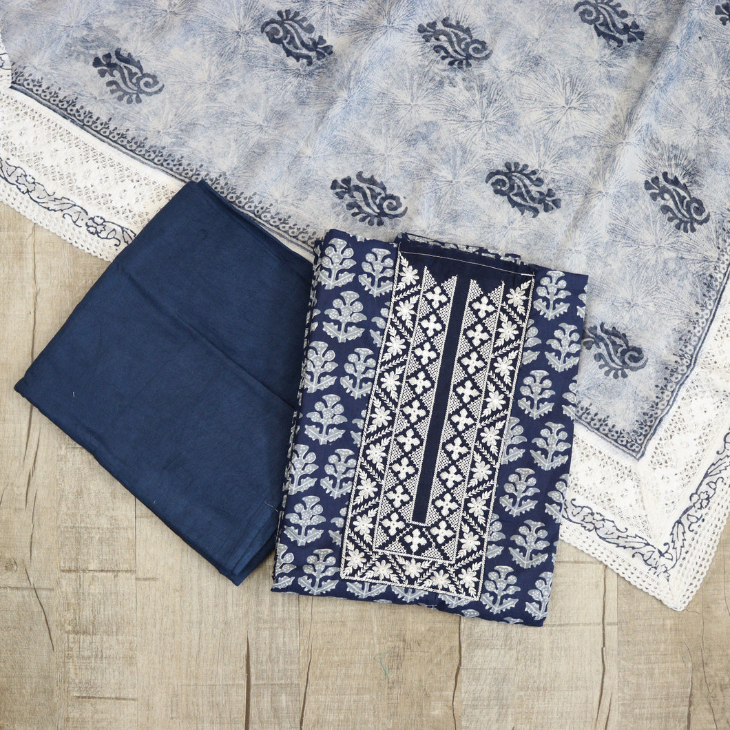 Midnight Blue Pure Cotton Suit-3531
