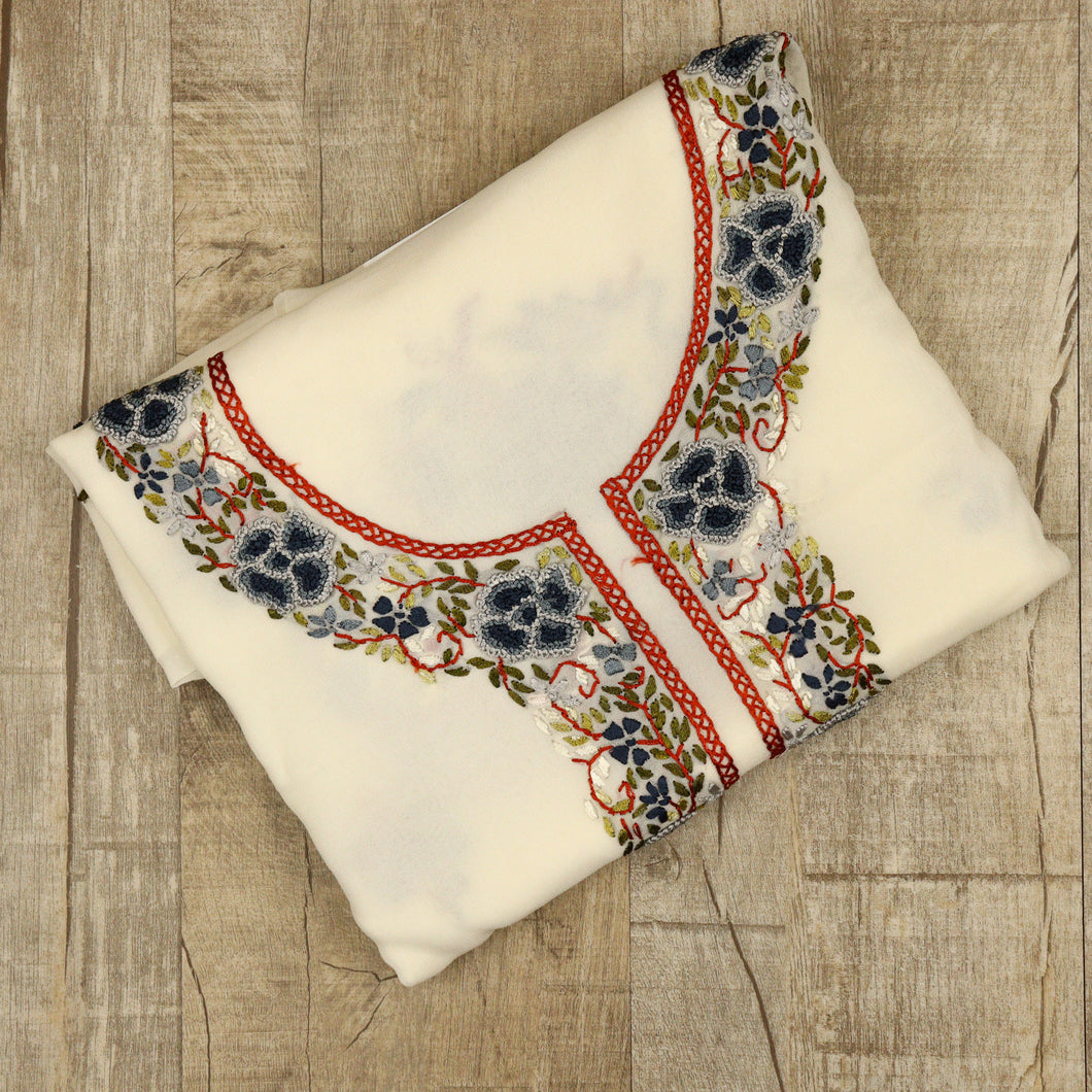Off-White pure Georgette Handwork Suit-3537
