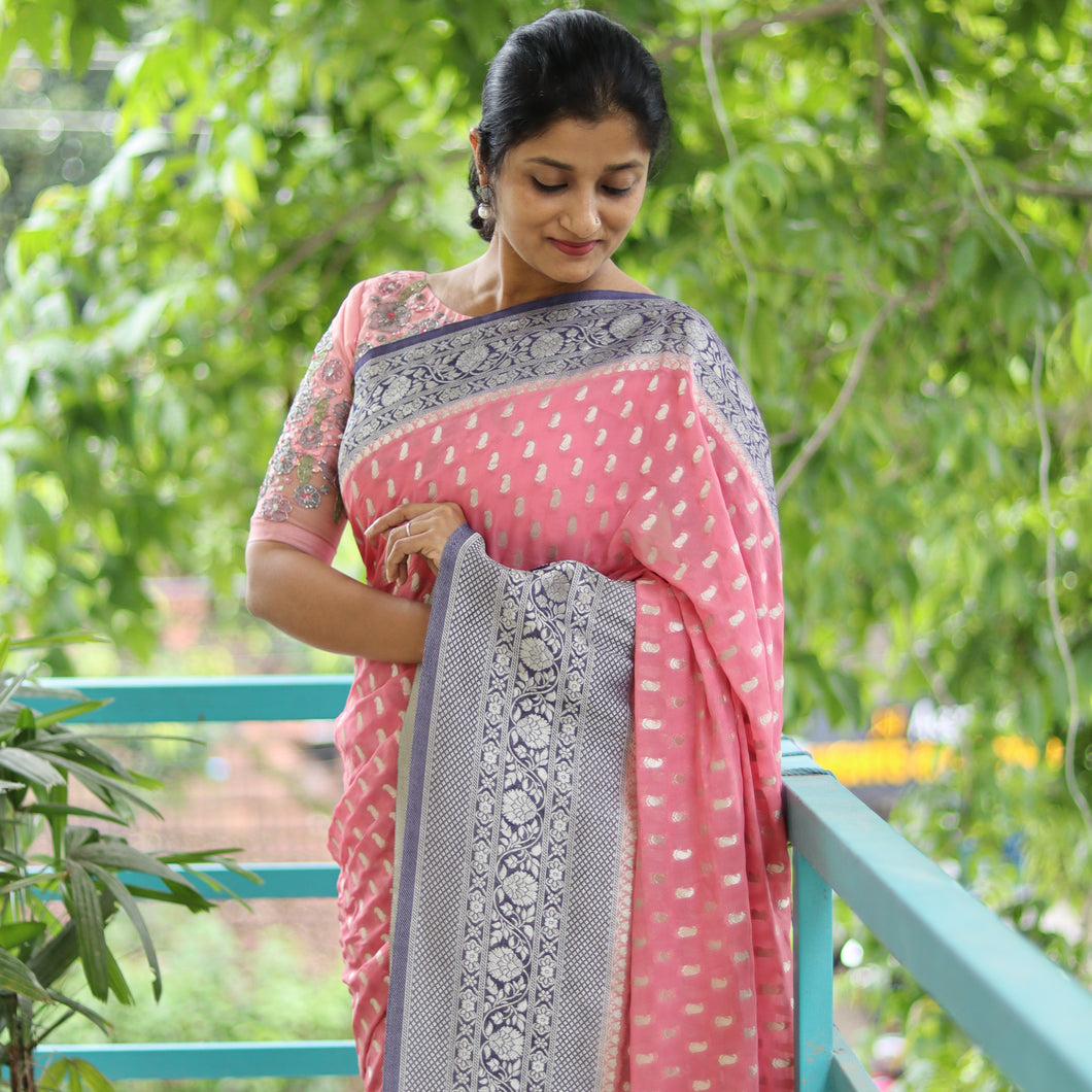 Banarasi Weaved Khaddi Georgette Saree- 3559