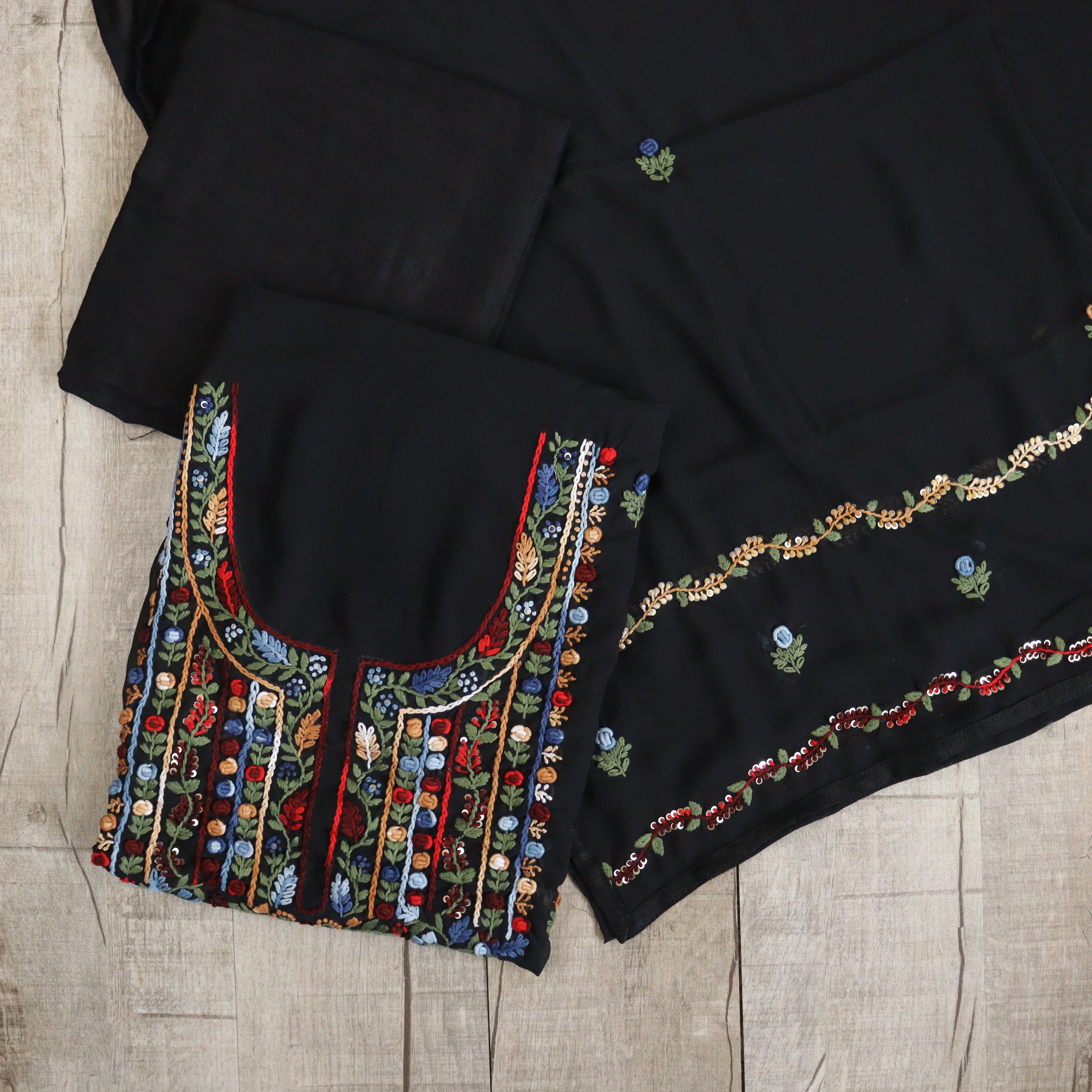 Load image into Gallery viewer, Black Handwork Georgette Suit-2876
