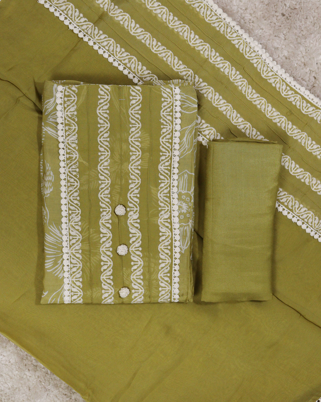 Muslin Silk Unstitched Suit - 2385
