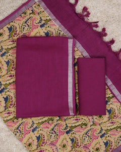 Linen Cotton Unstitched Suit- 2649