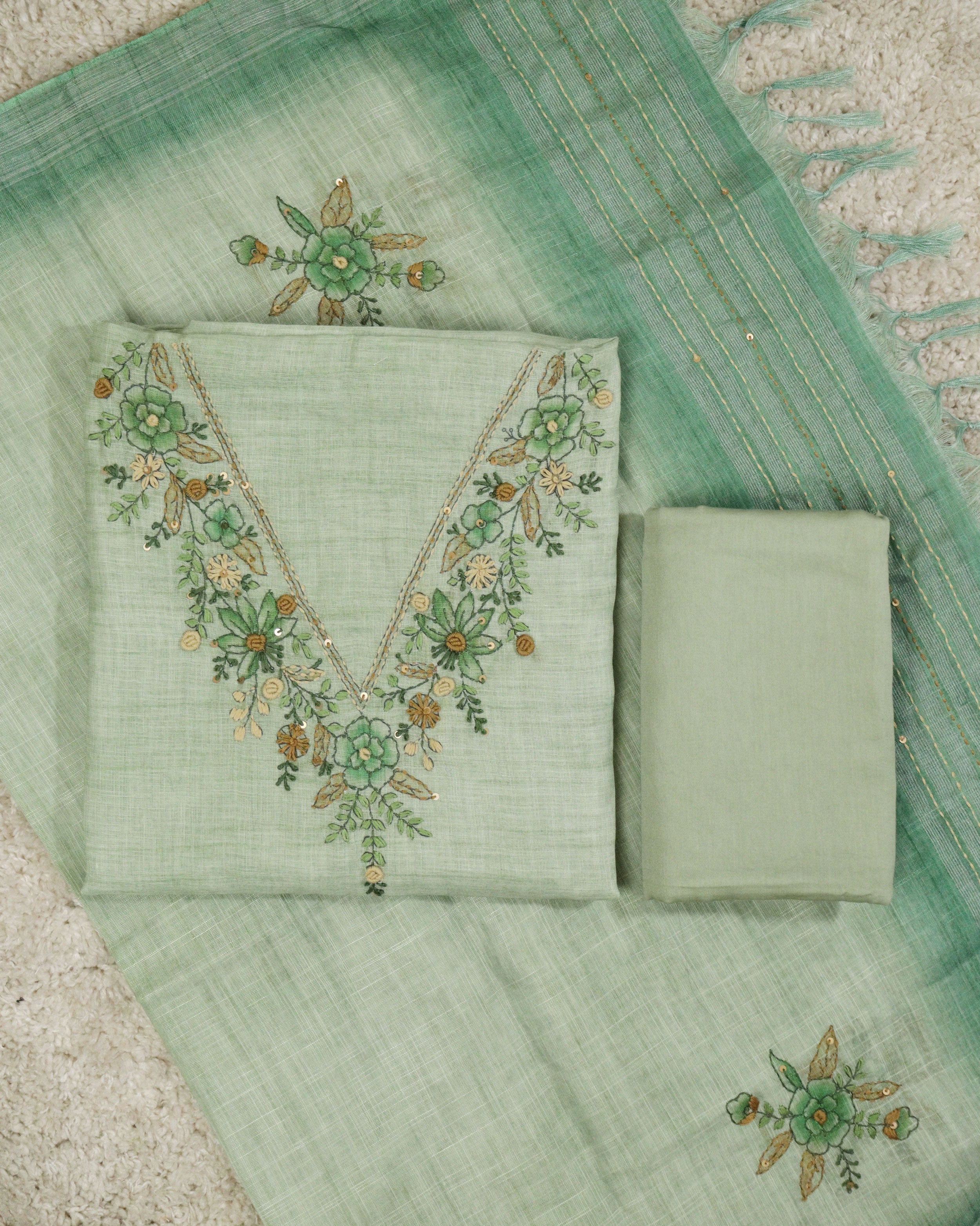 Load image into Gallery viewer, Linen Cotton Unstitched Suit - 2648
