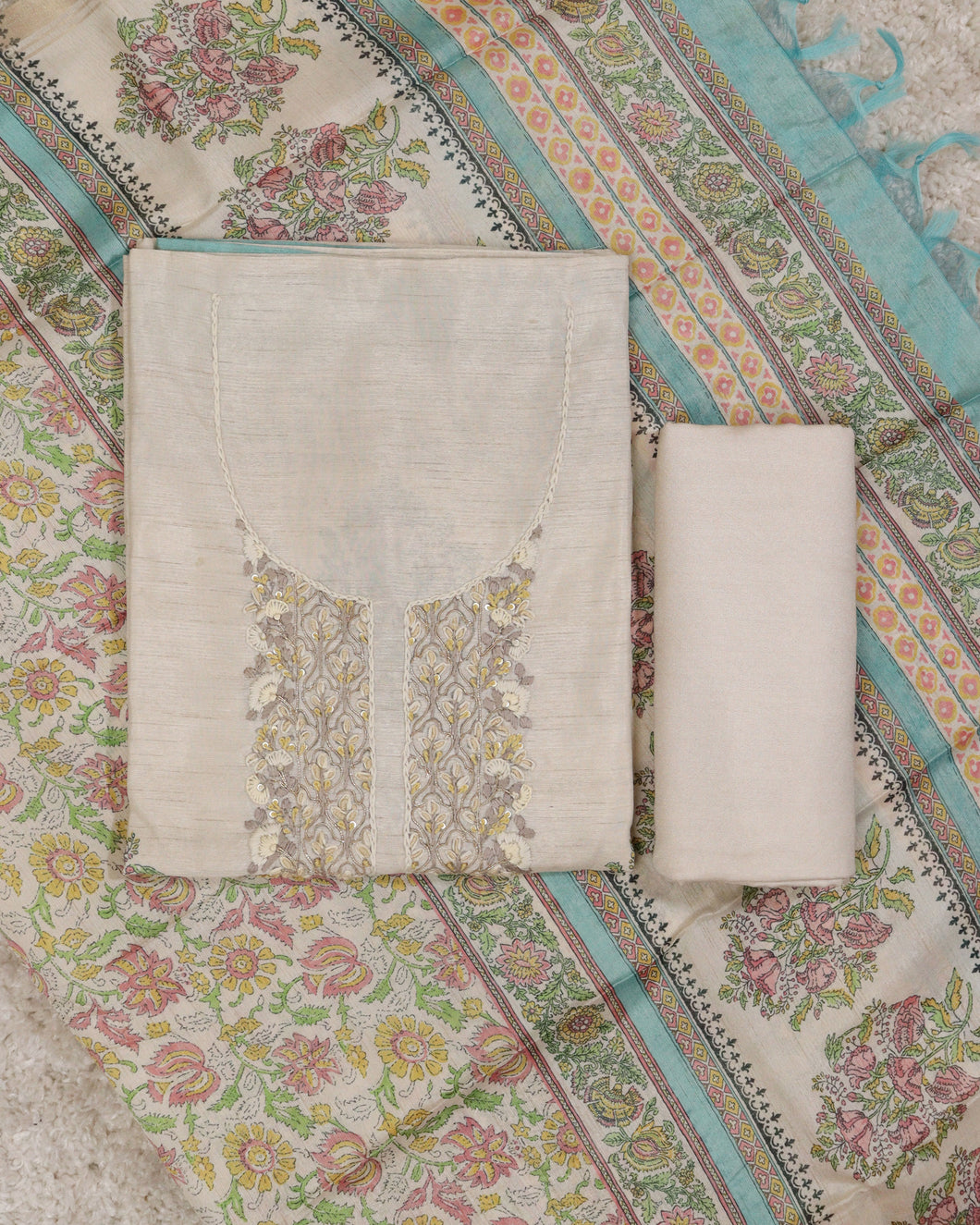 Semi Silk Unstitched Suit -2657