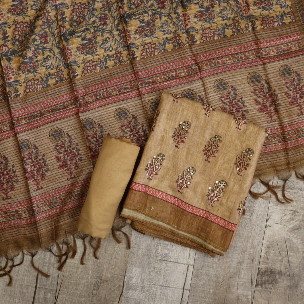 Pure Chanderi Cotton Hand Work Suit- 3571