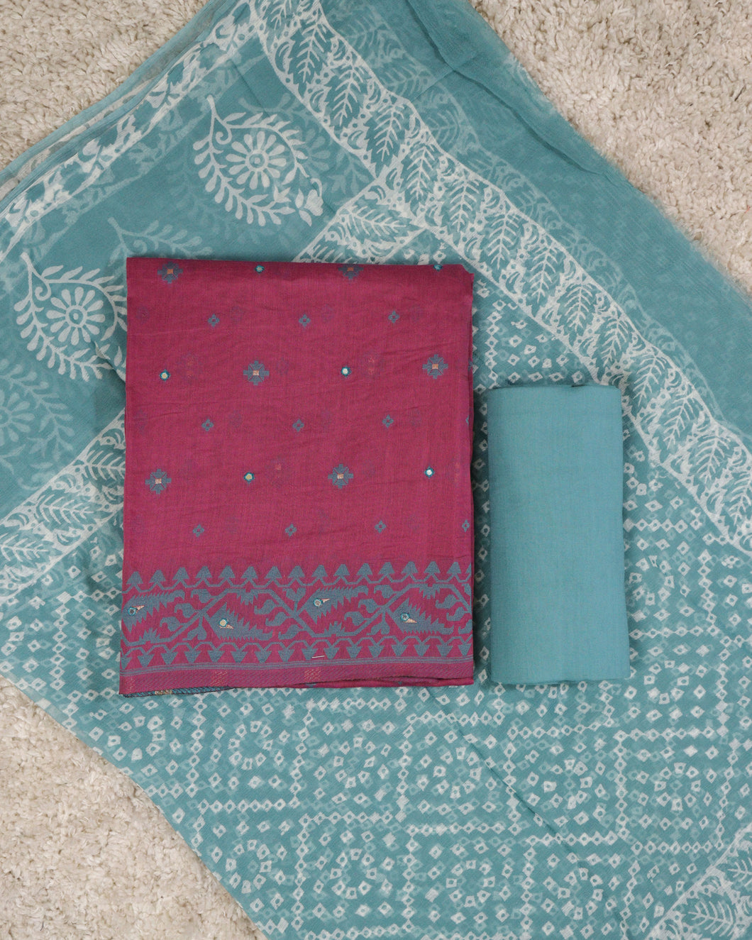 Chanderi Cotton Unstitched Suit-2931