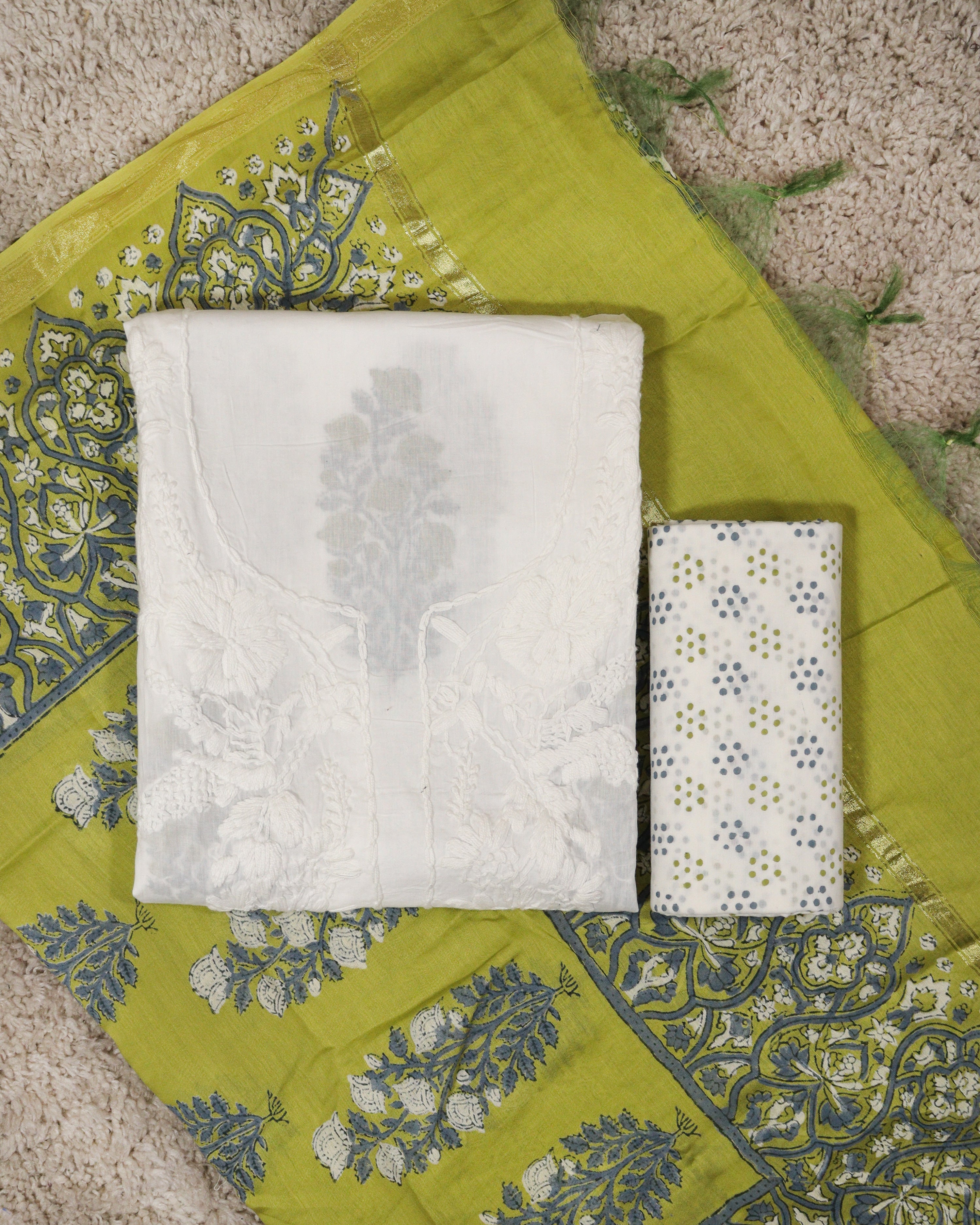 Load image into Gallery viewer, Cotton Unstitched Suit-7165
