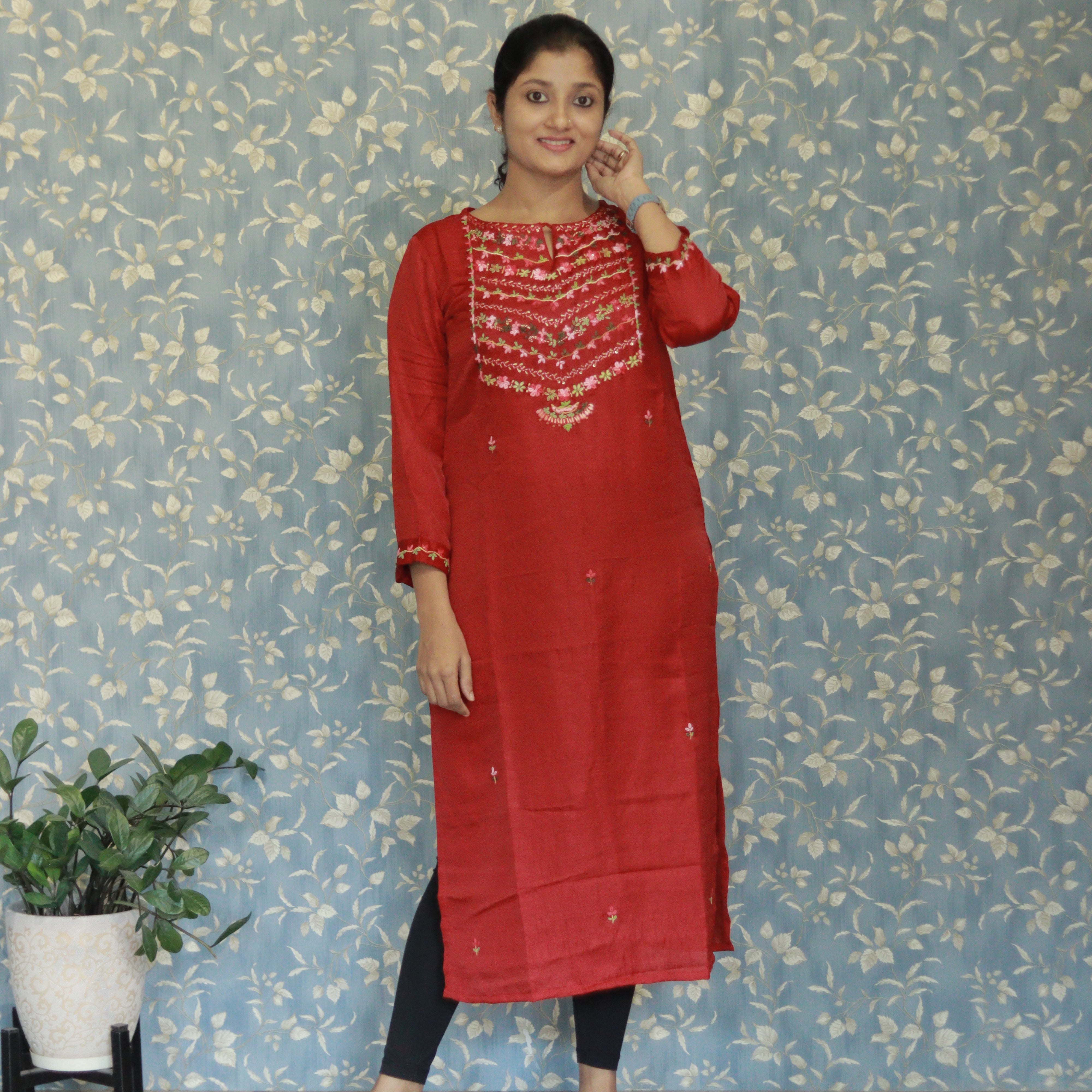Load image into Gallery viewer, Semi Silk Hand Embroidery Suit-3662
