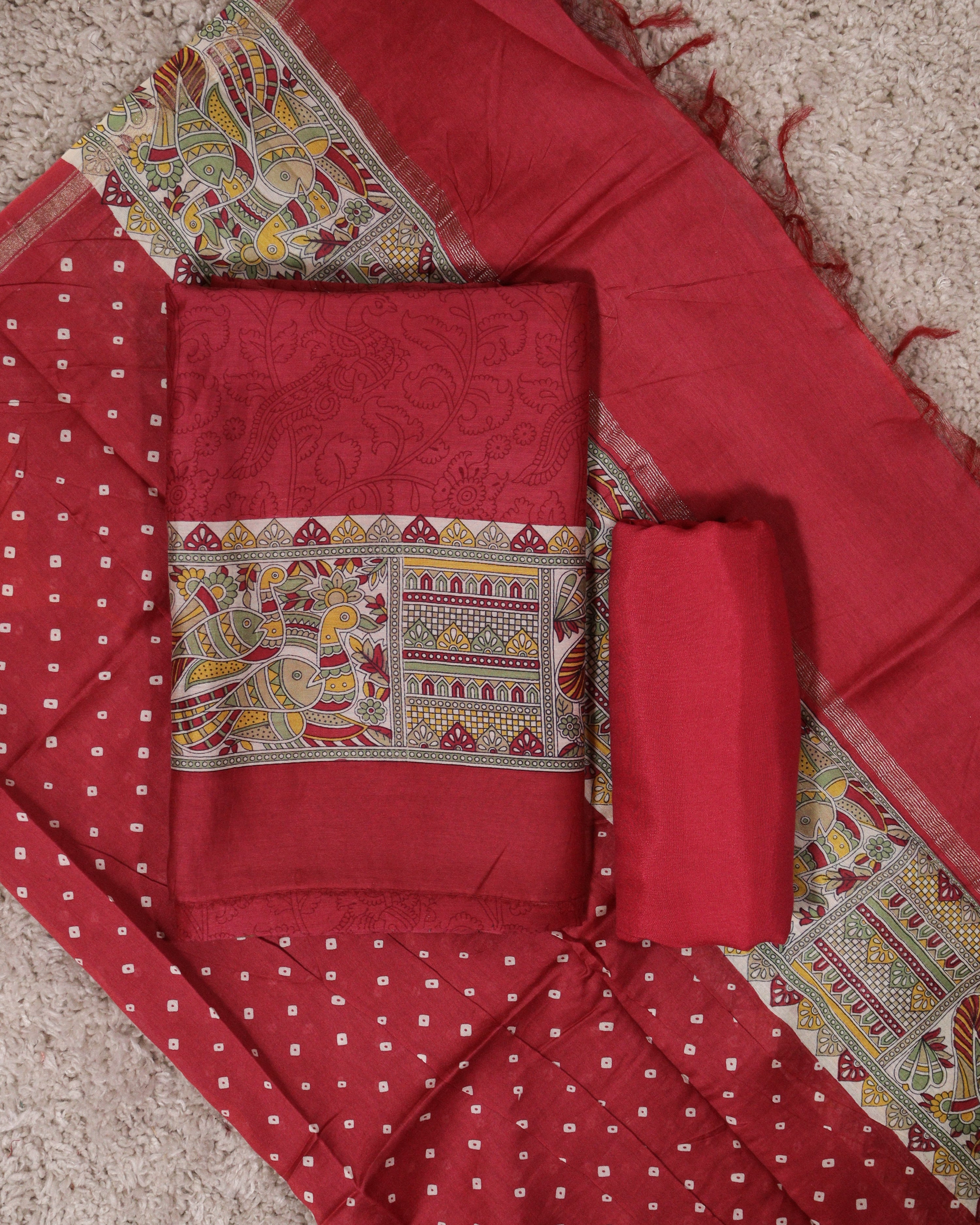 Load image into Gallery viewer, Maheshwari Silk Unstitched Suit-7164
