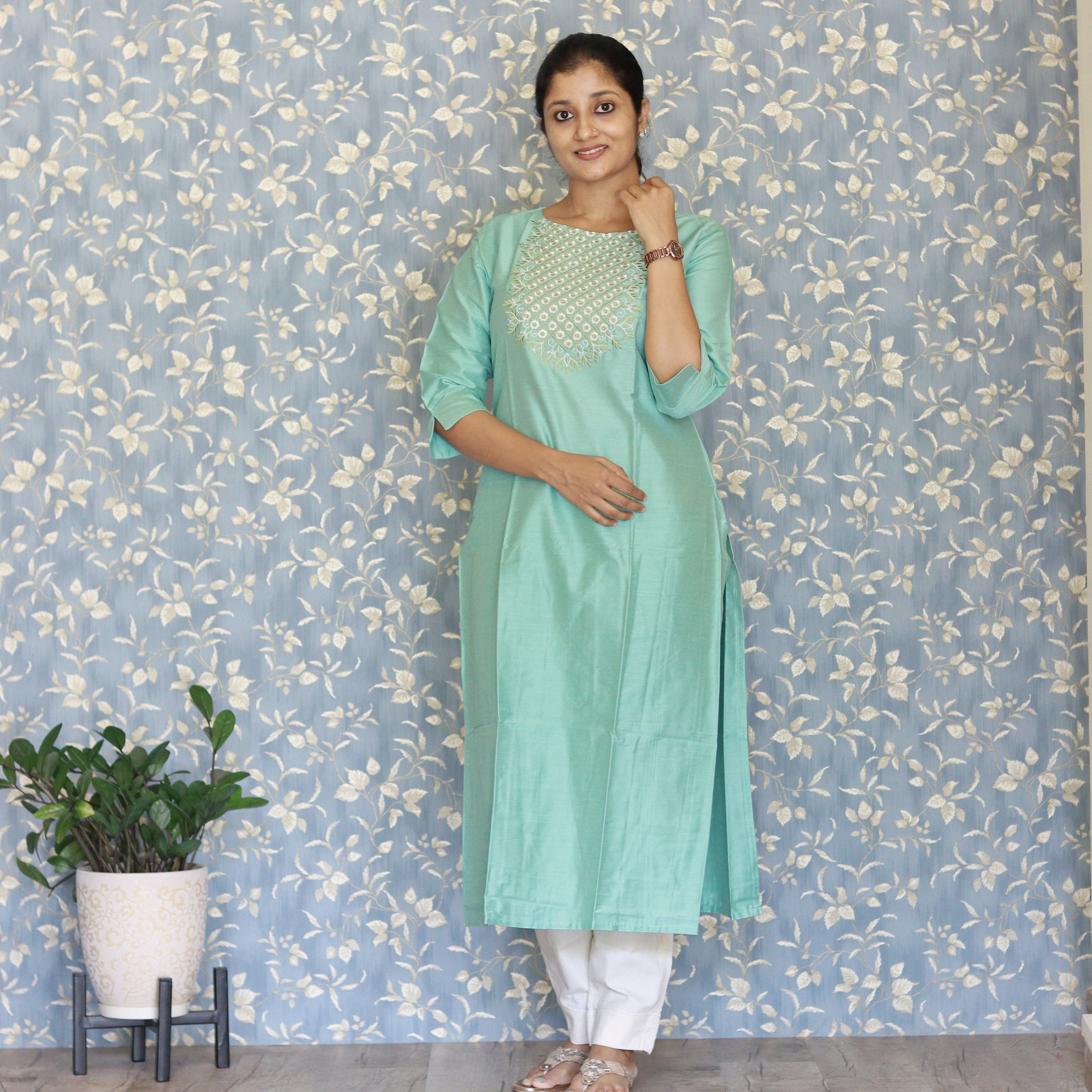 Load image into Gallery viewer, Raw Cotton Embroidery Suit- 3676
