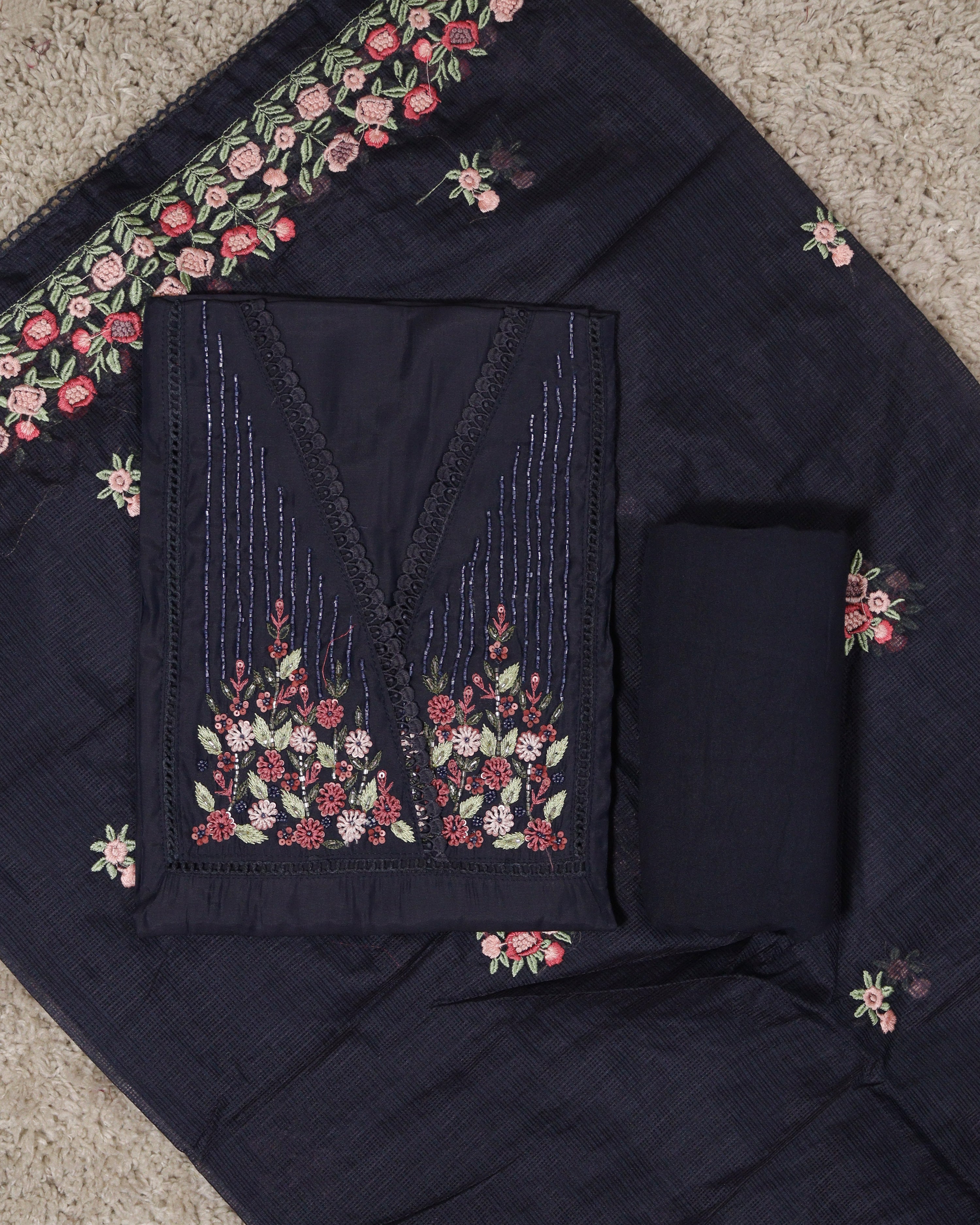 Load image into Gallery viewer, Chanderi Unstitched Suit-7166
