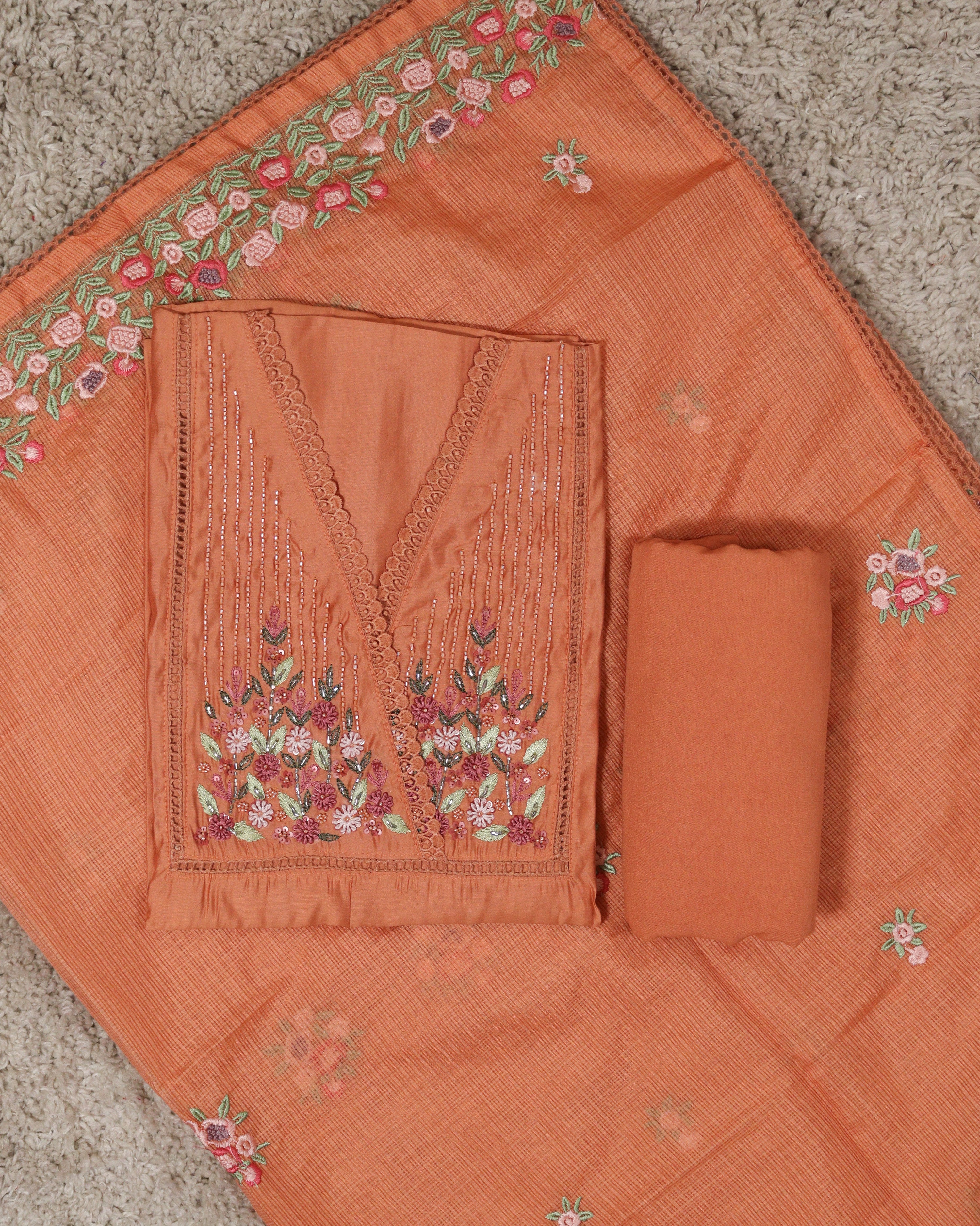 Load image into Gallery viewer, Chanderi Unstitched Suit-7166
