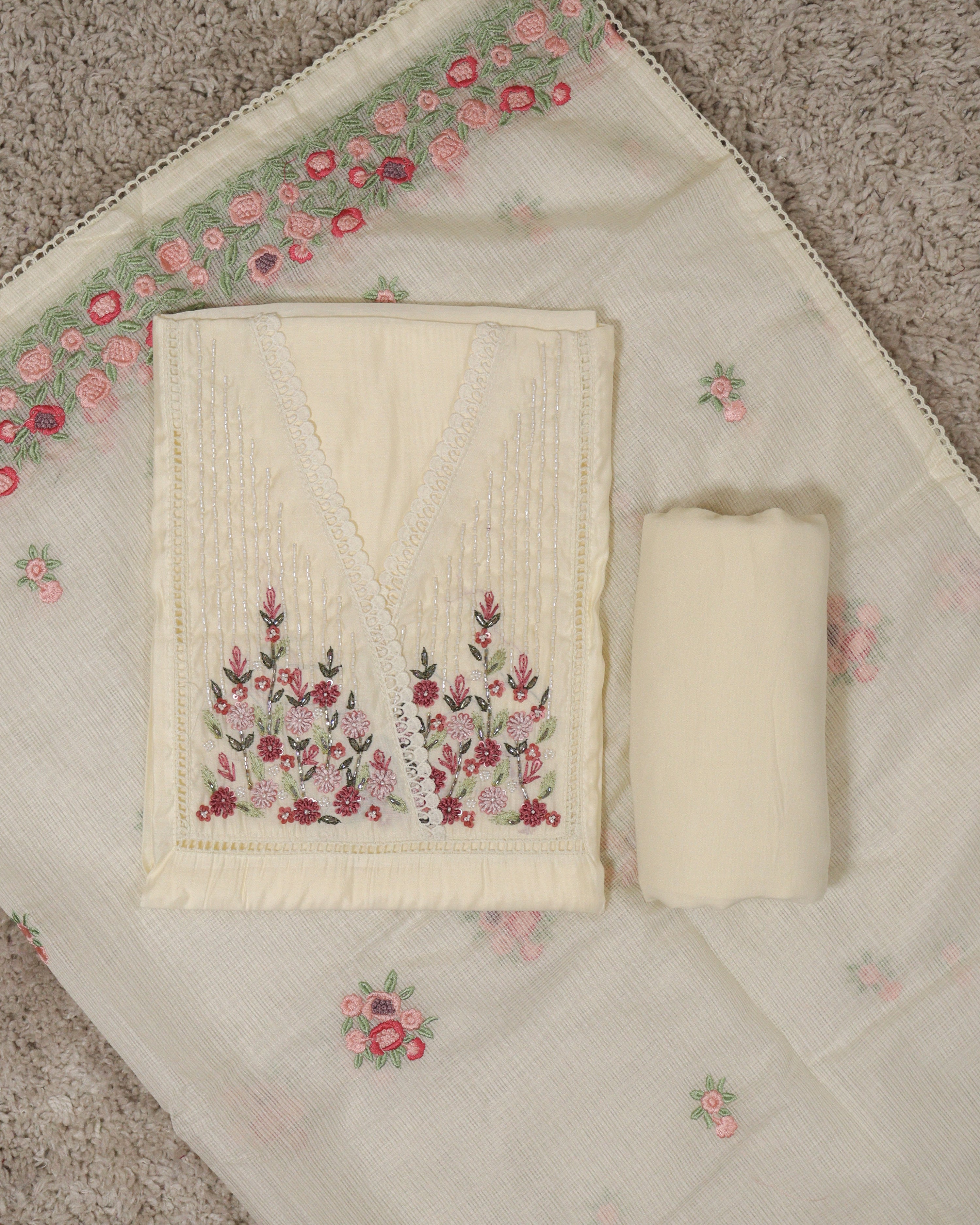 Load image into Gallery viewer, Chanderi Unstitched Suit-7166
