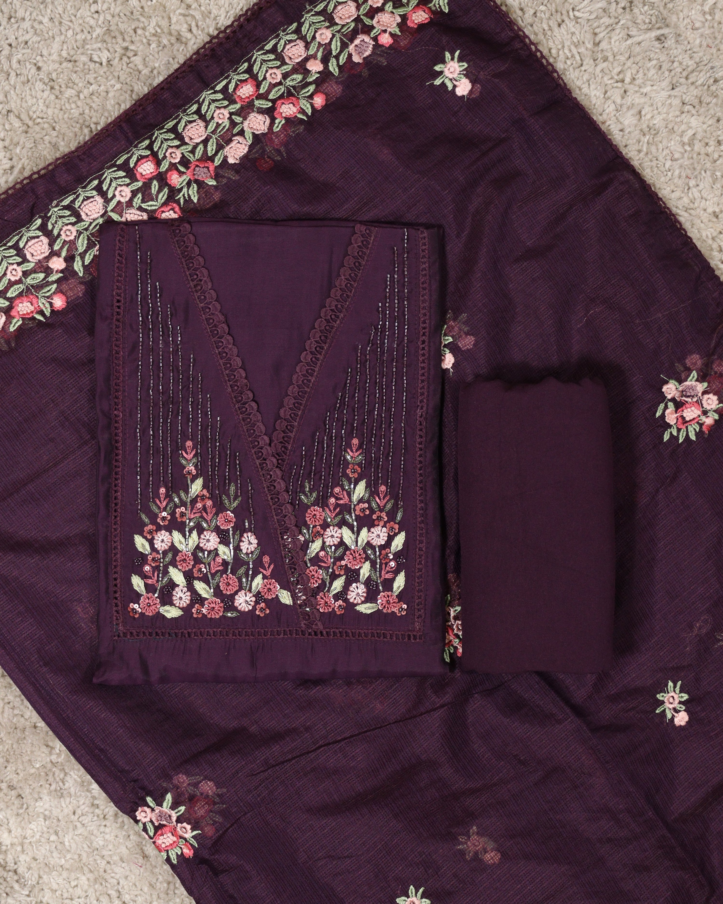 Load image into Gallery viewer, Chanderi Unstitched Suit-7166
