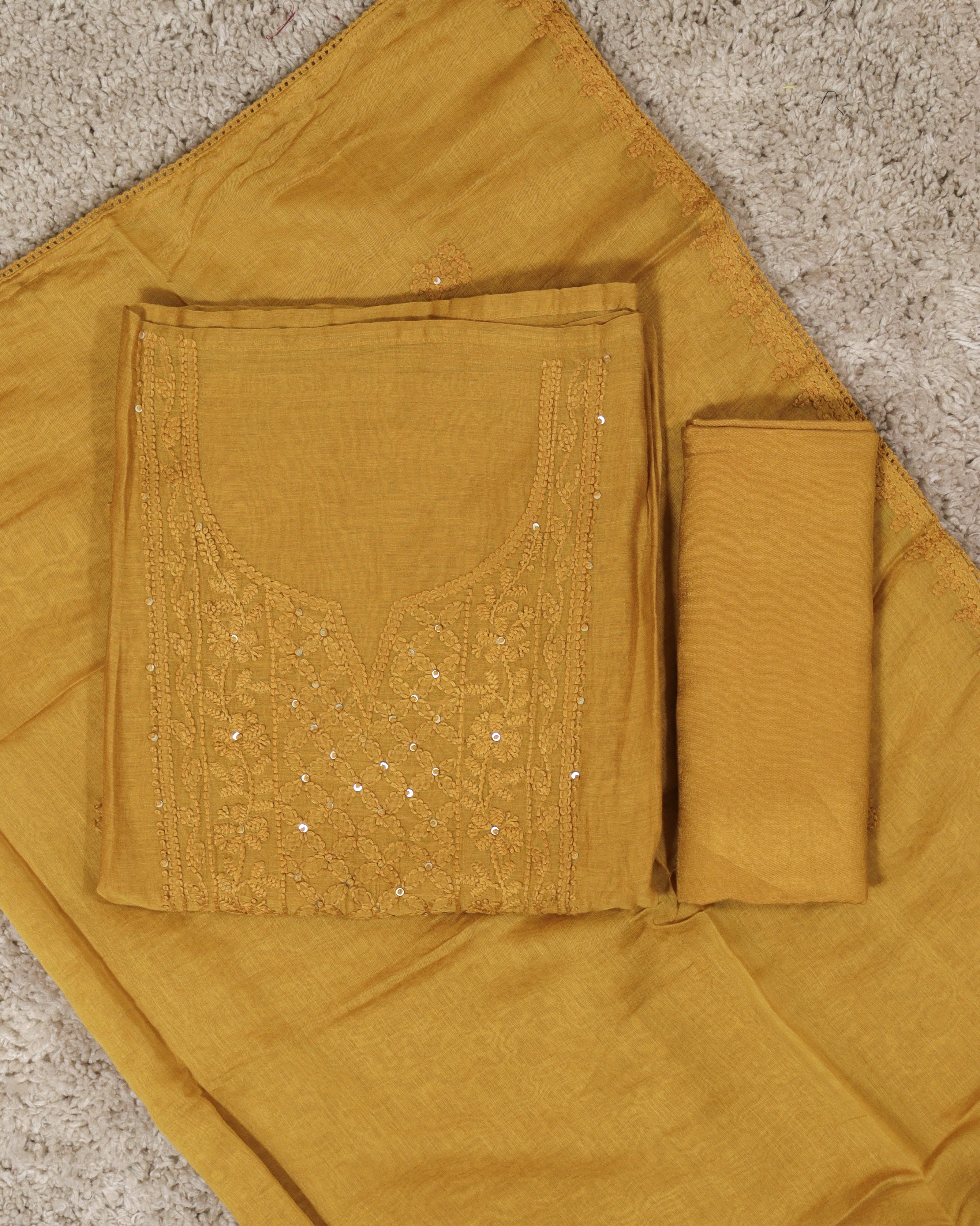 Load image into Gallery viewer, Mul Chanderi Unstitched Suit-7263
