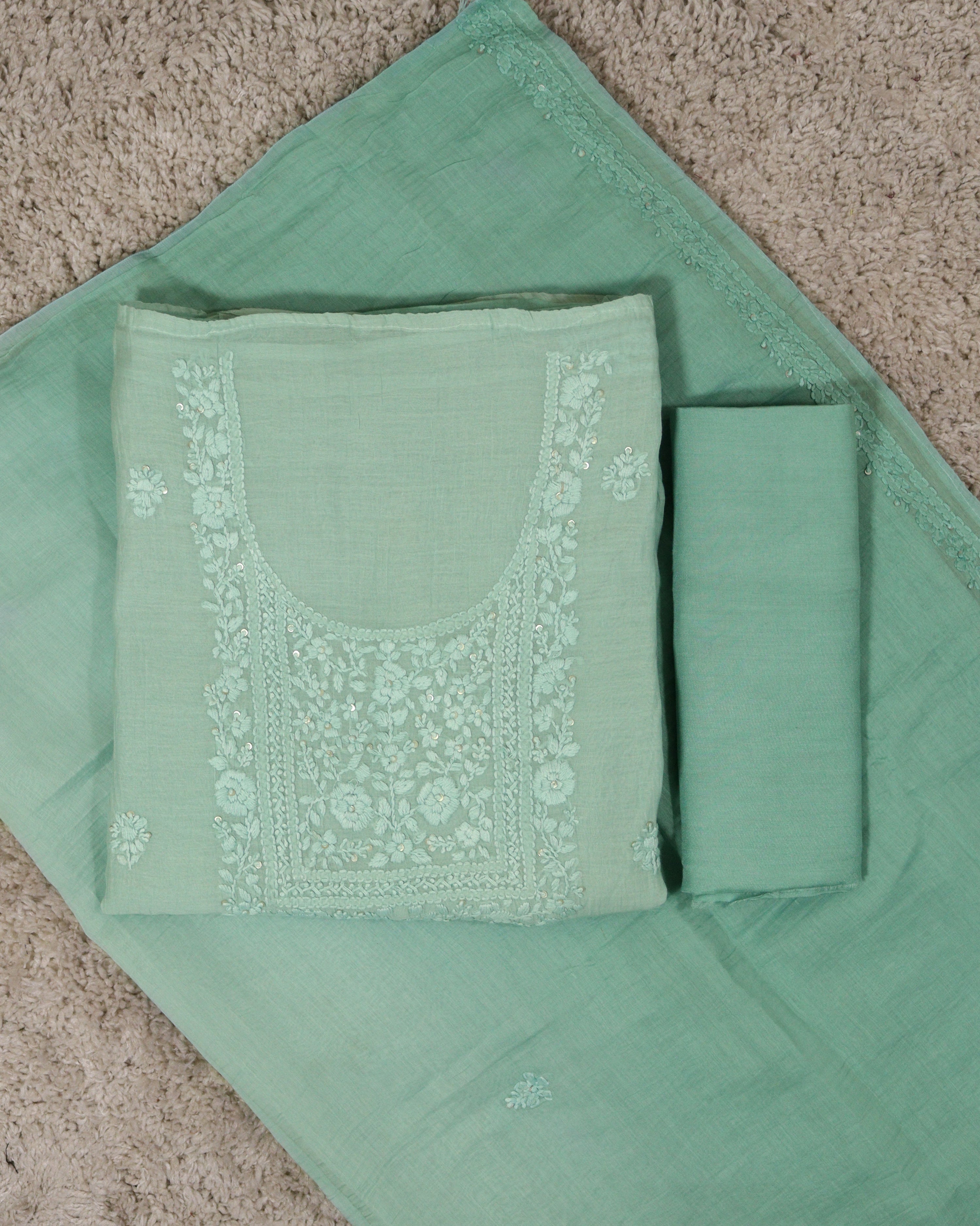 Load image into Gallery viewer, Mul Chanderi Unstitched Suit-7516
