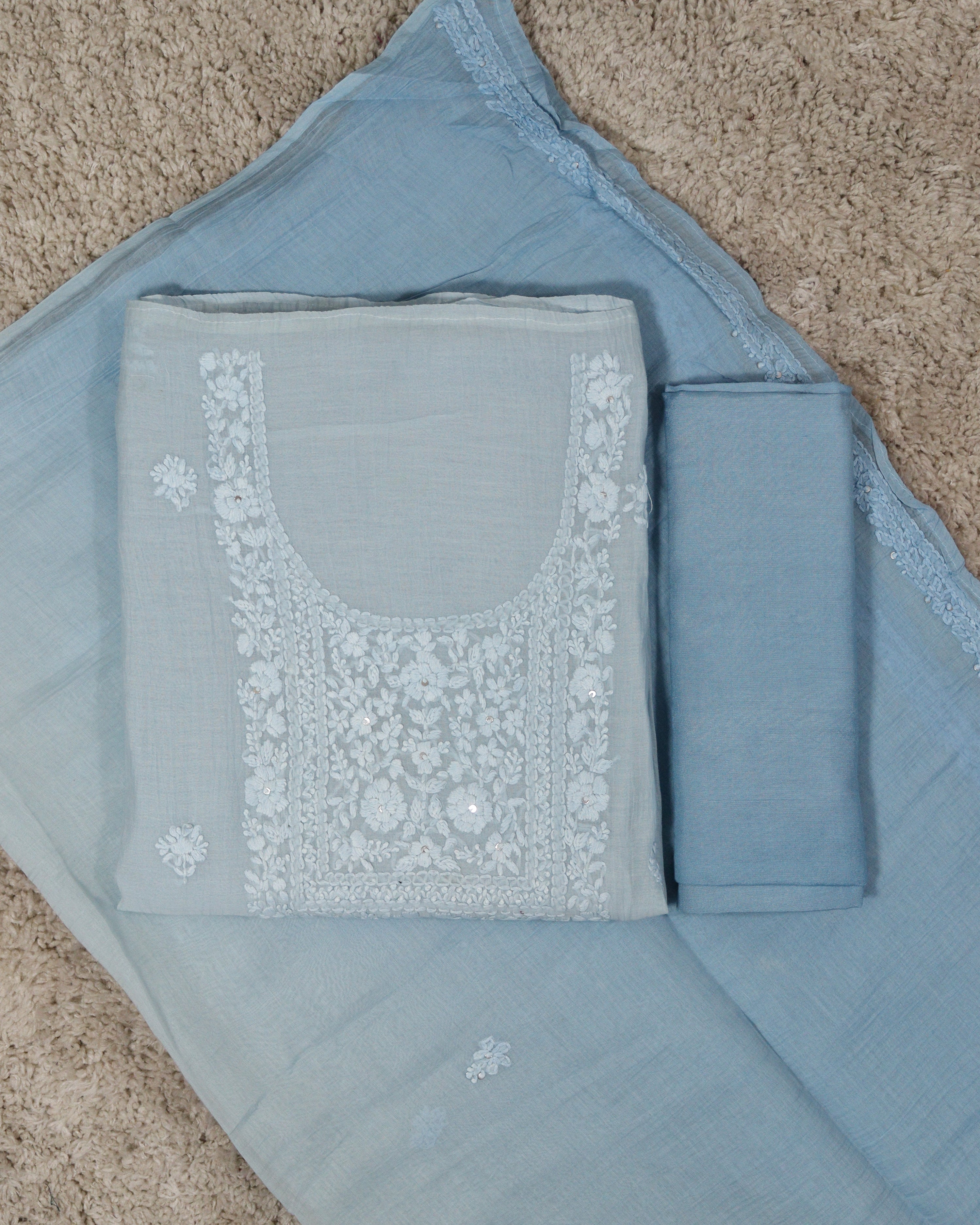 Load image into Gallery viewer, Mul Chanderi Unstitched Suit-7516

