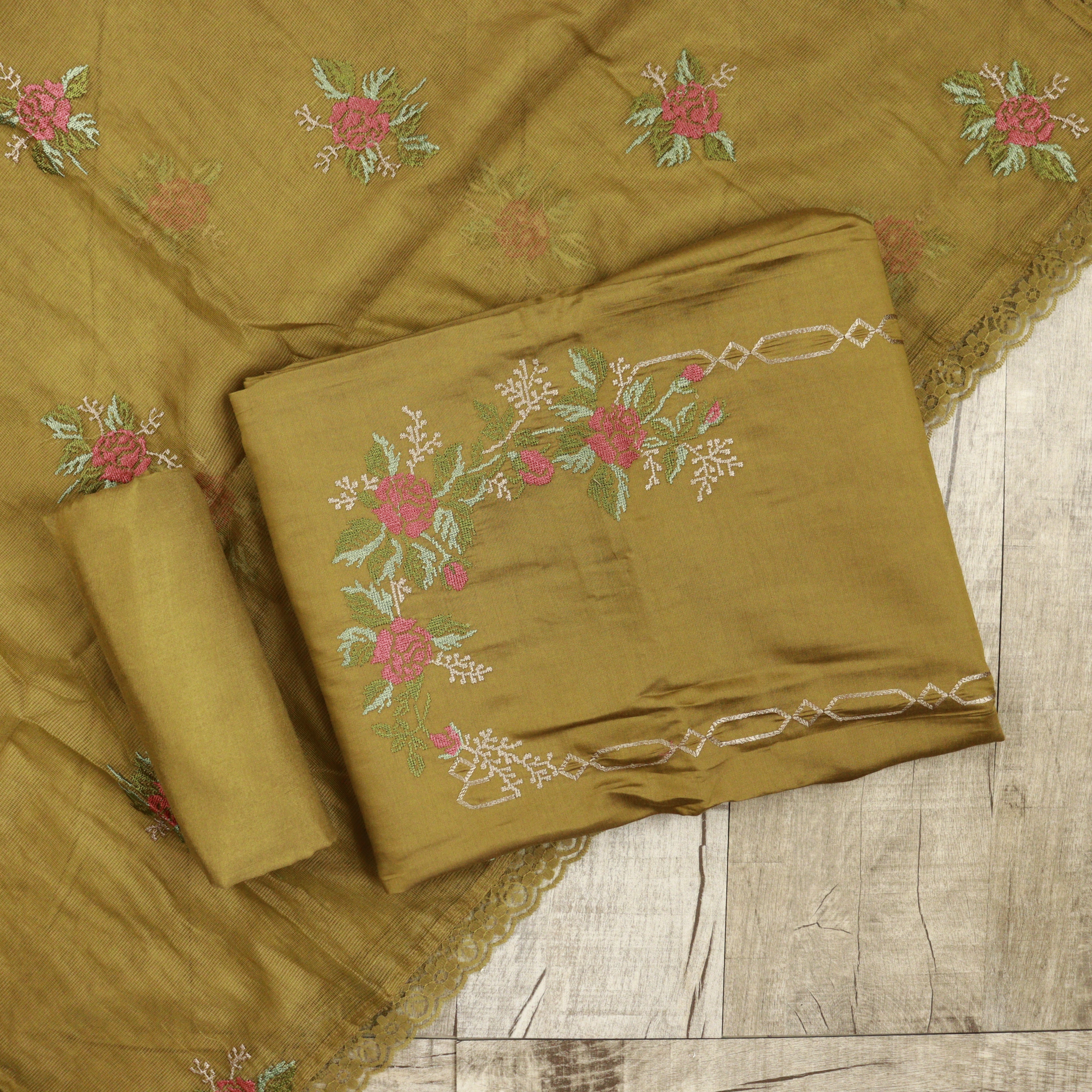 Load image into Gallery viewer, Chanderi  Silk Unstitched Suit - 3700
