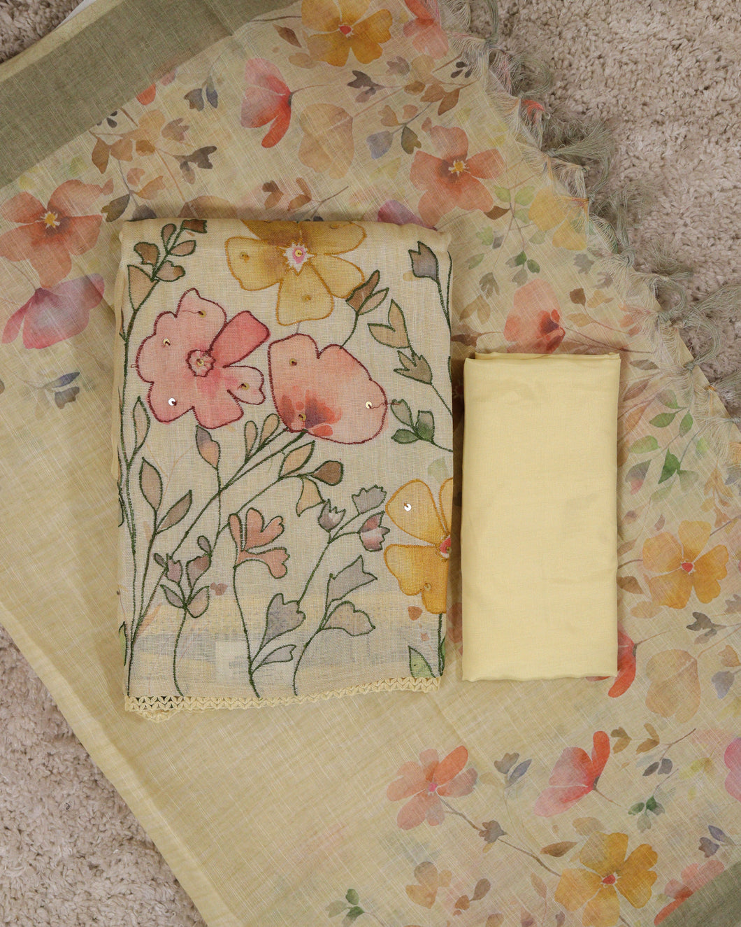 Linen Cotton Unstitched Suit-3240