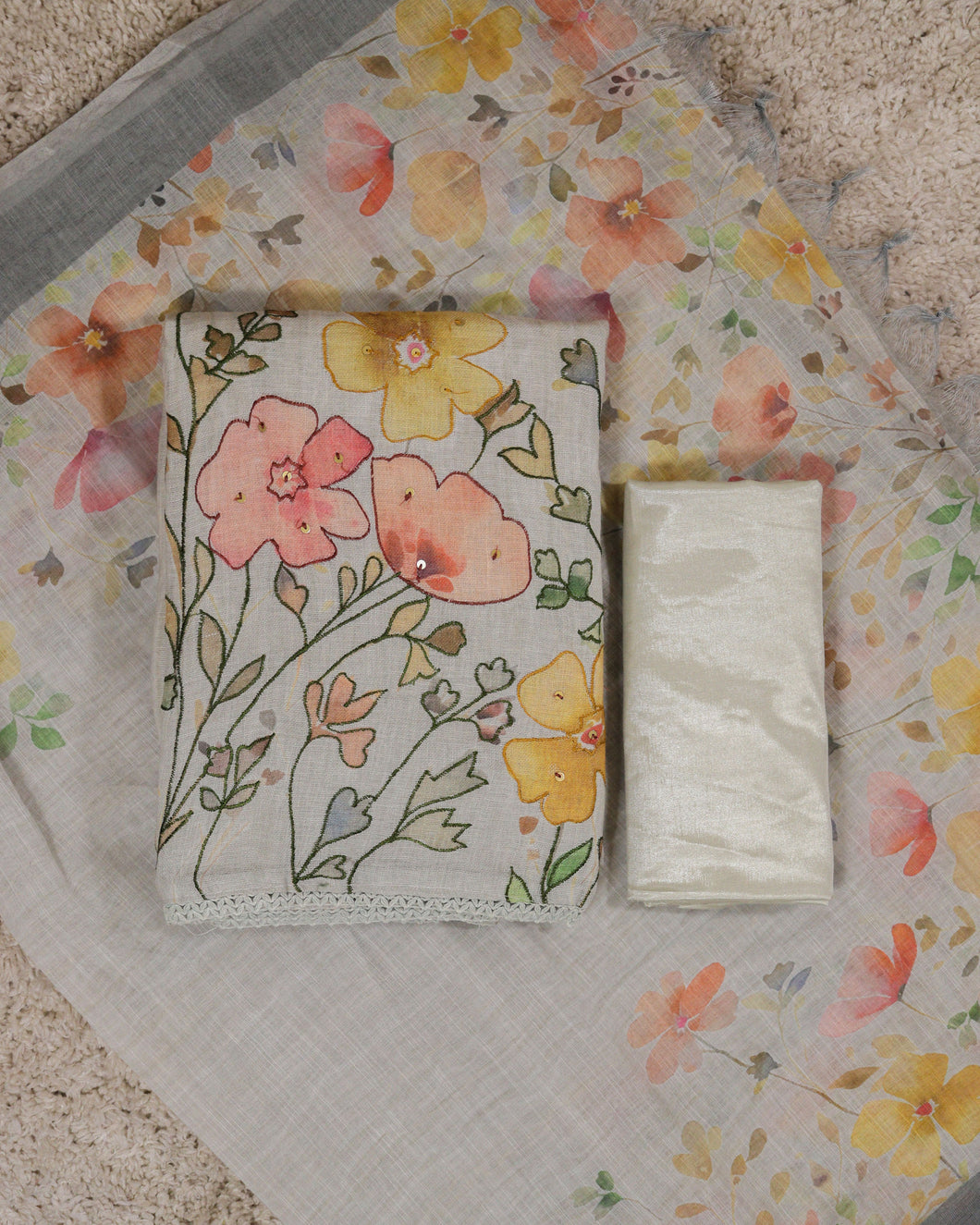 Linen Cotton Unstitched Suit-3240