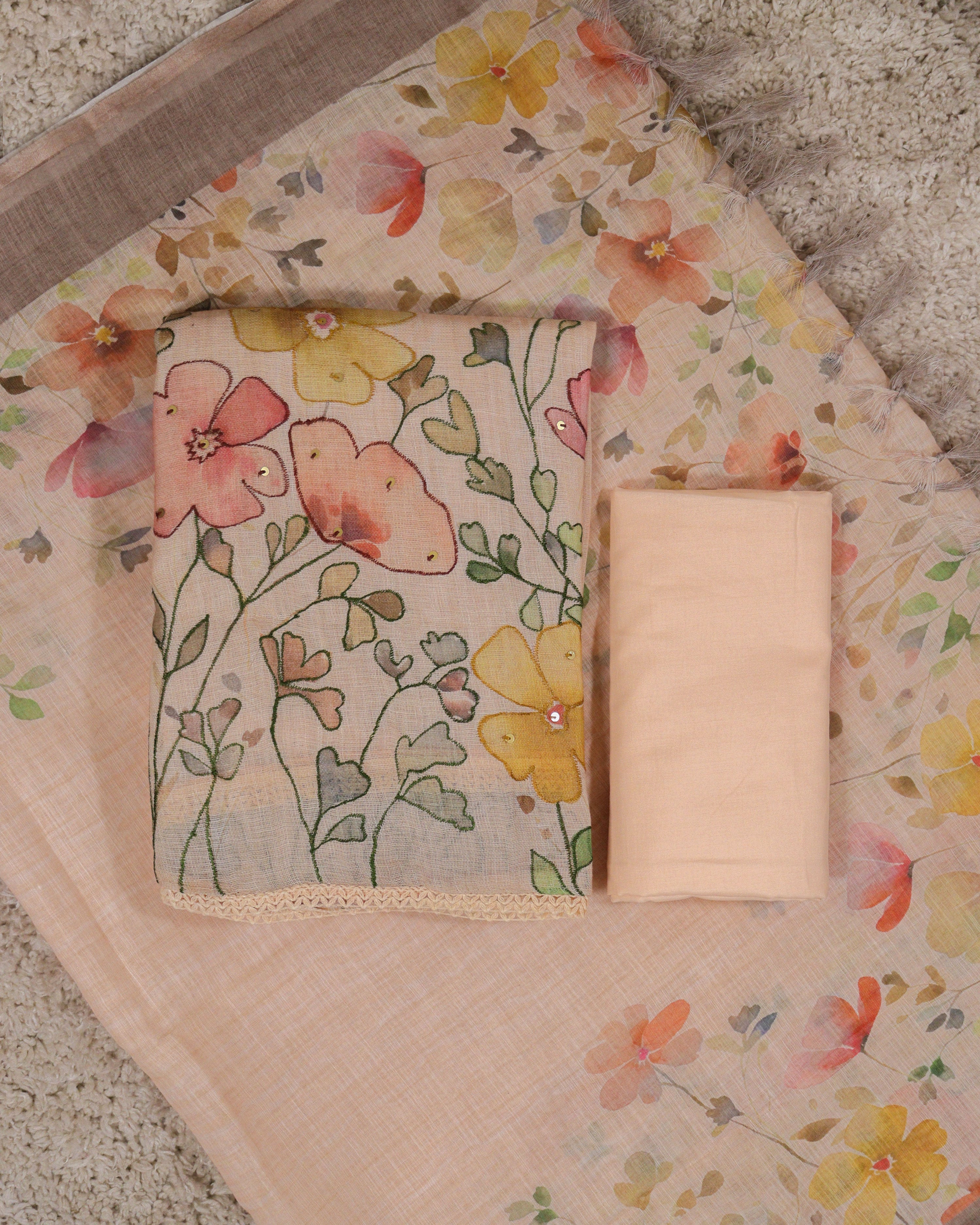Load image into Gallery viewer, Linen Cotton Unstitched Suit-3240
