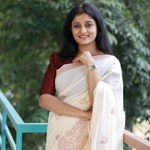 Copper Thread Kerala saree - 3714