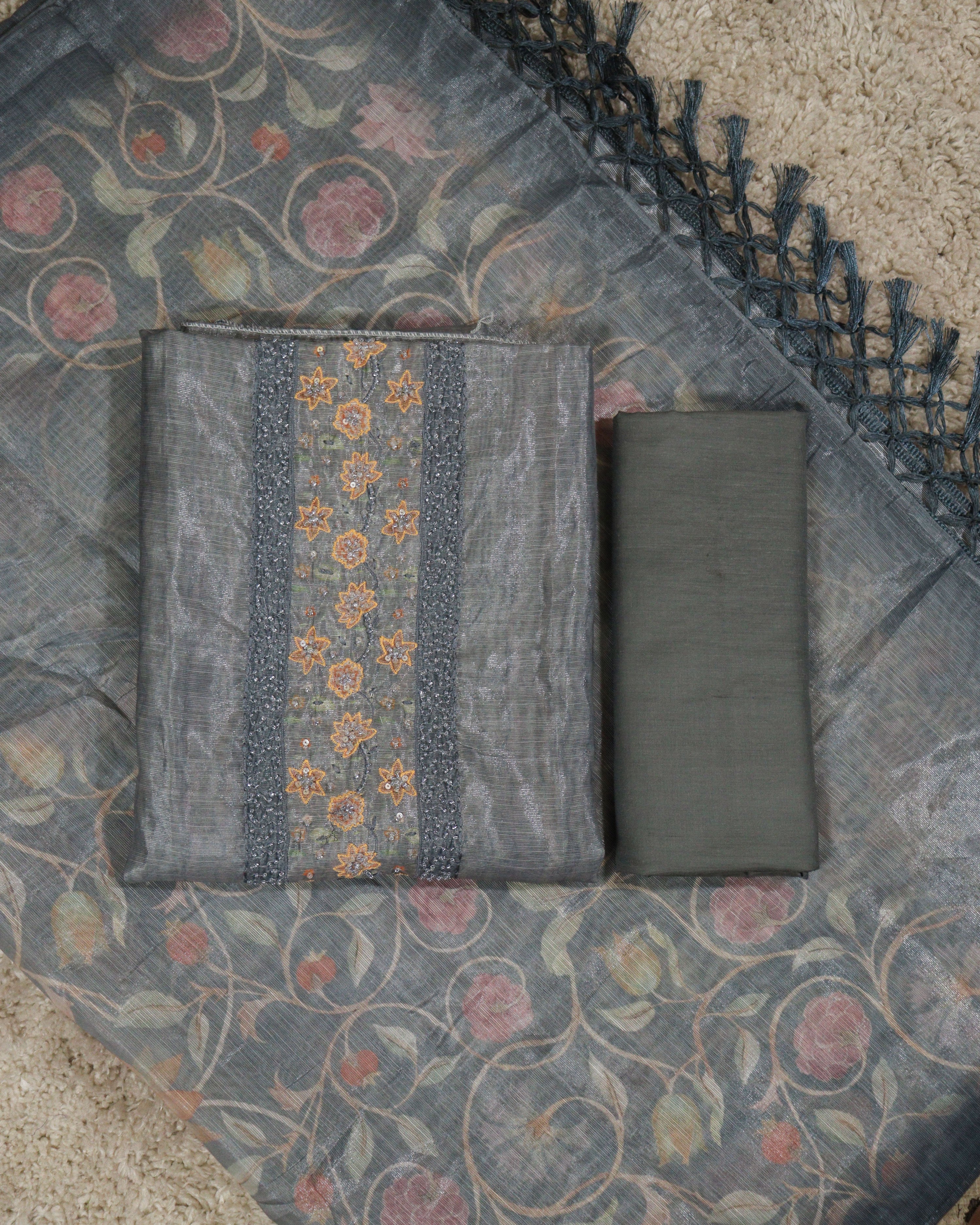 Load image into Gallery viewer, Semi Silk Unstitched Suit-3230
