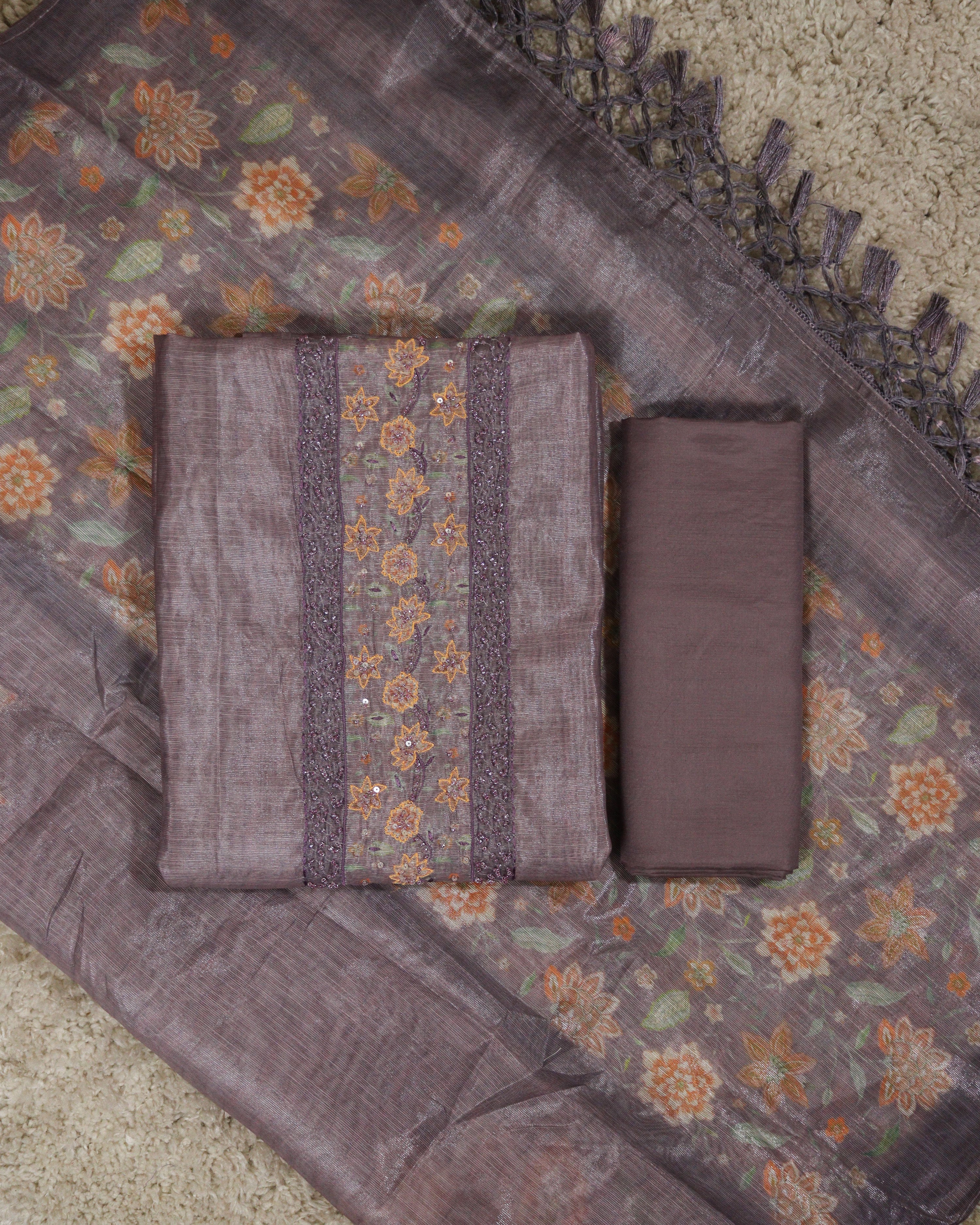 Load image into Gallery viewer, Semi Silk Unstitched Suit-3230
