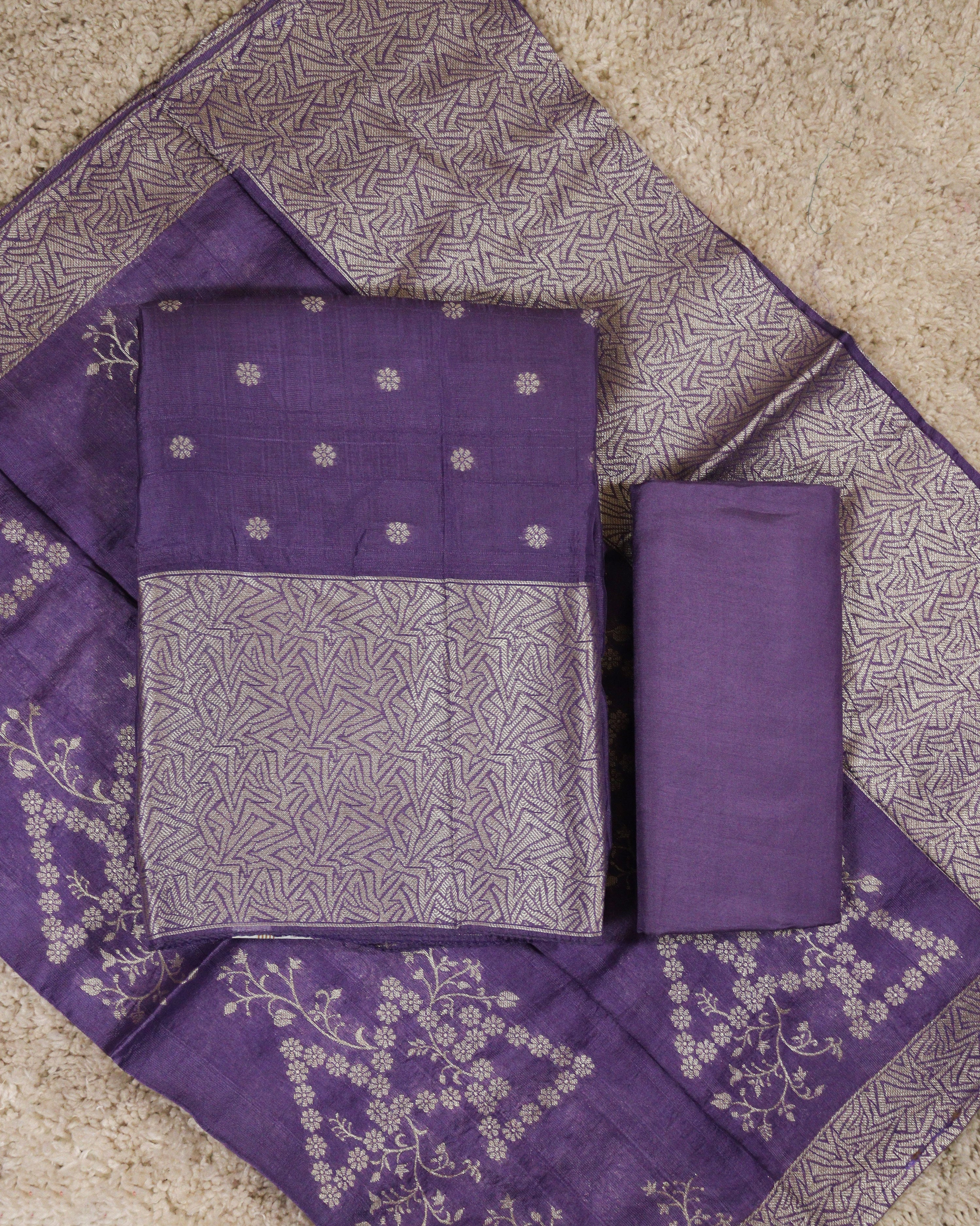 Load image into Gallery viewer, Semi Raw Silk Unstitched Suit-3233
