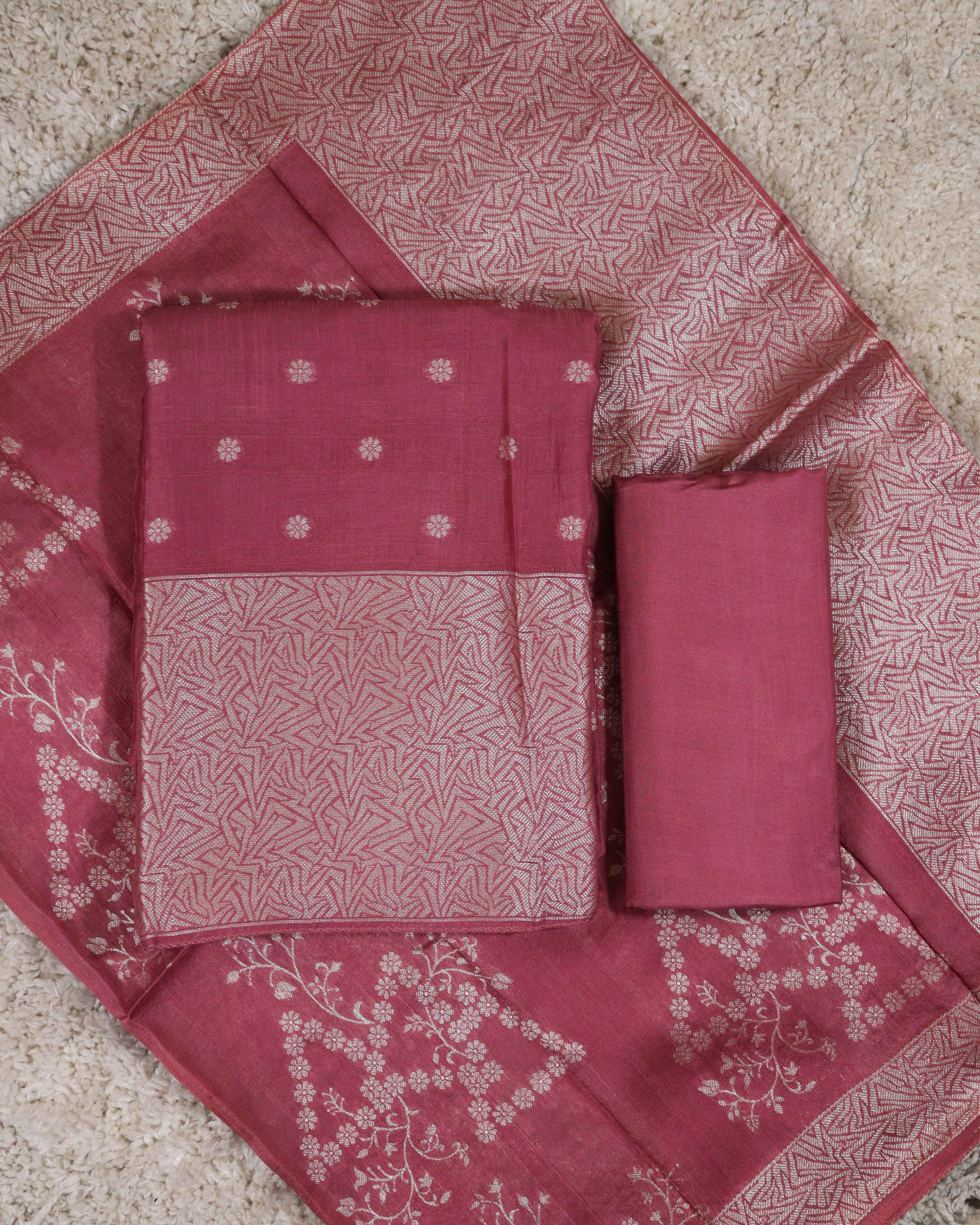 Load image into Gallery viewer, Semi Raw Silk Unstitched Suit-3233
