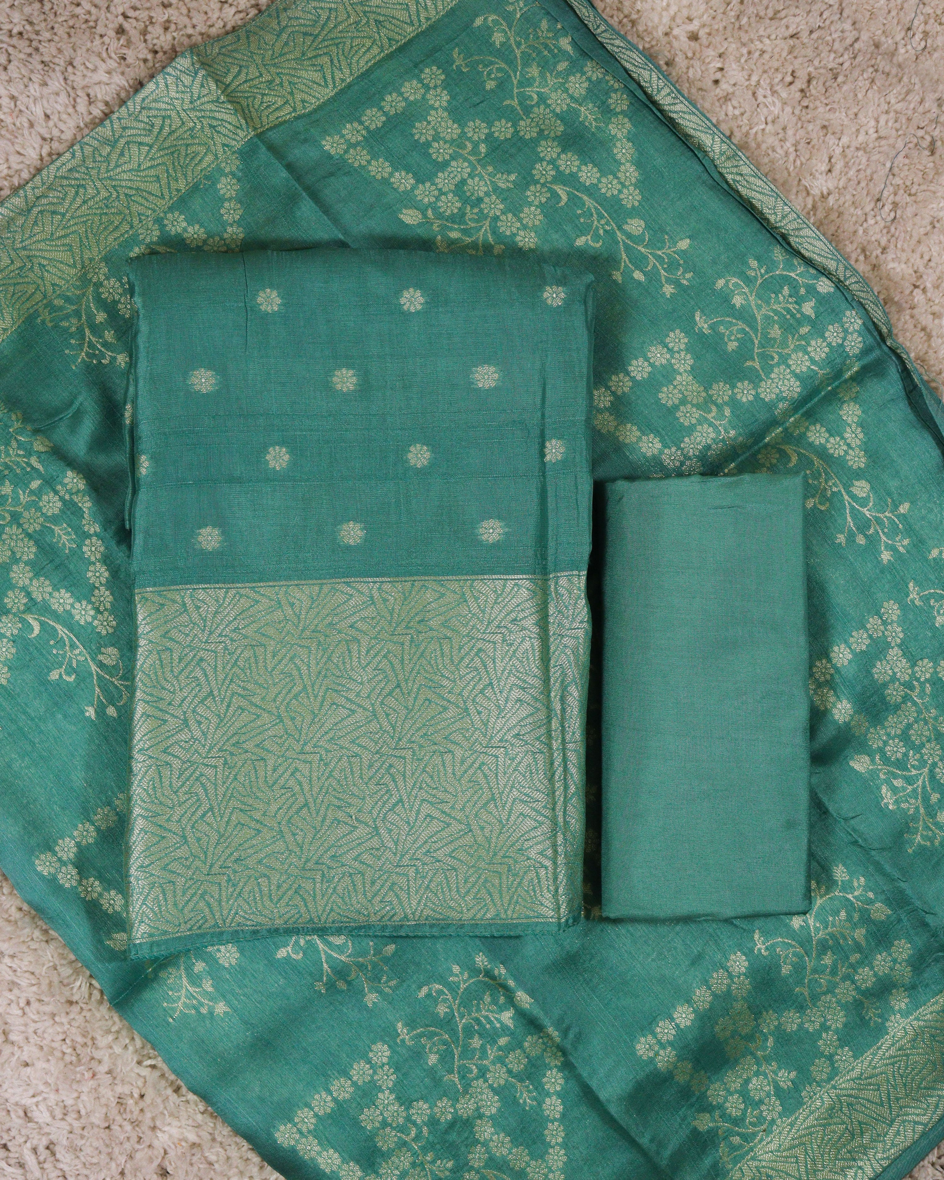 Load image into Gallery viewer, Semi Raw Silk Unstitched Suit-3233
