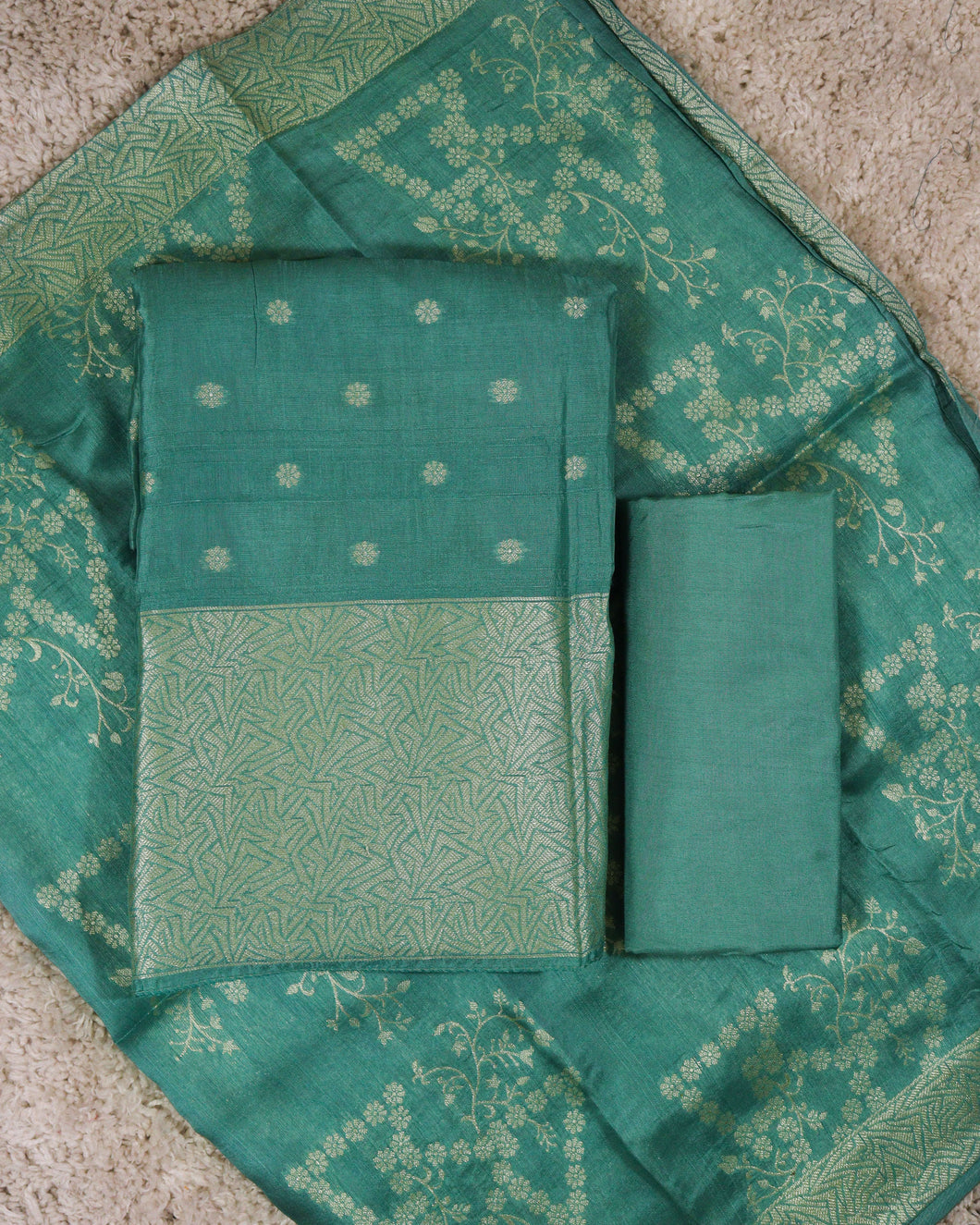 Semi Raw Silk Unstitched Suit-3233