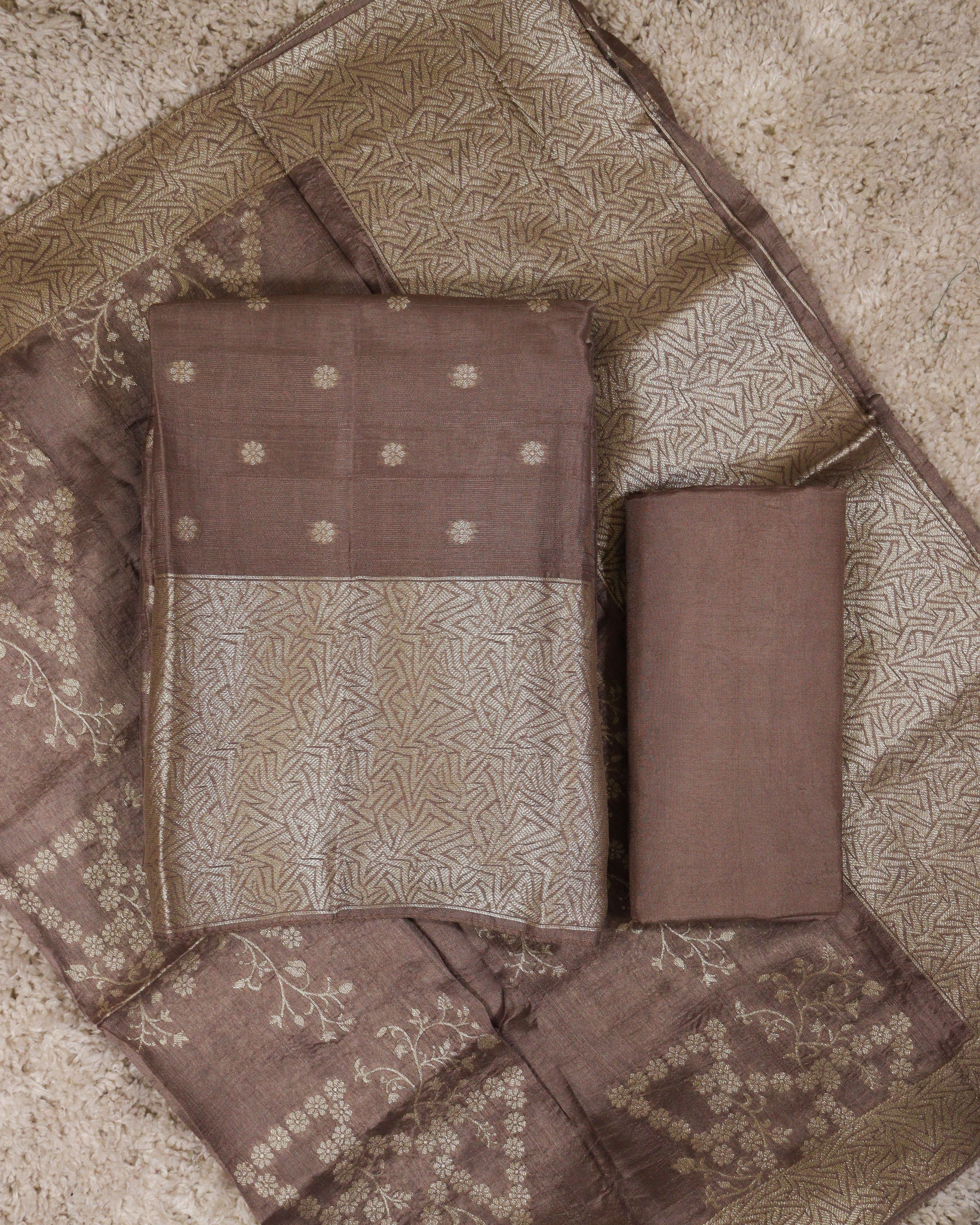 Load image into Gallery viewer, Semi Raw Silk Unstitched Suit-3233
