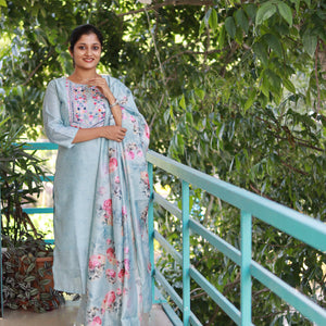 Semi Silk Designer  Kurti set - 3771