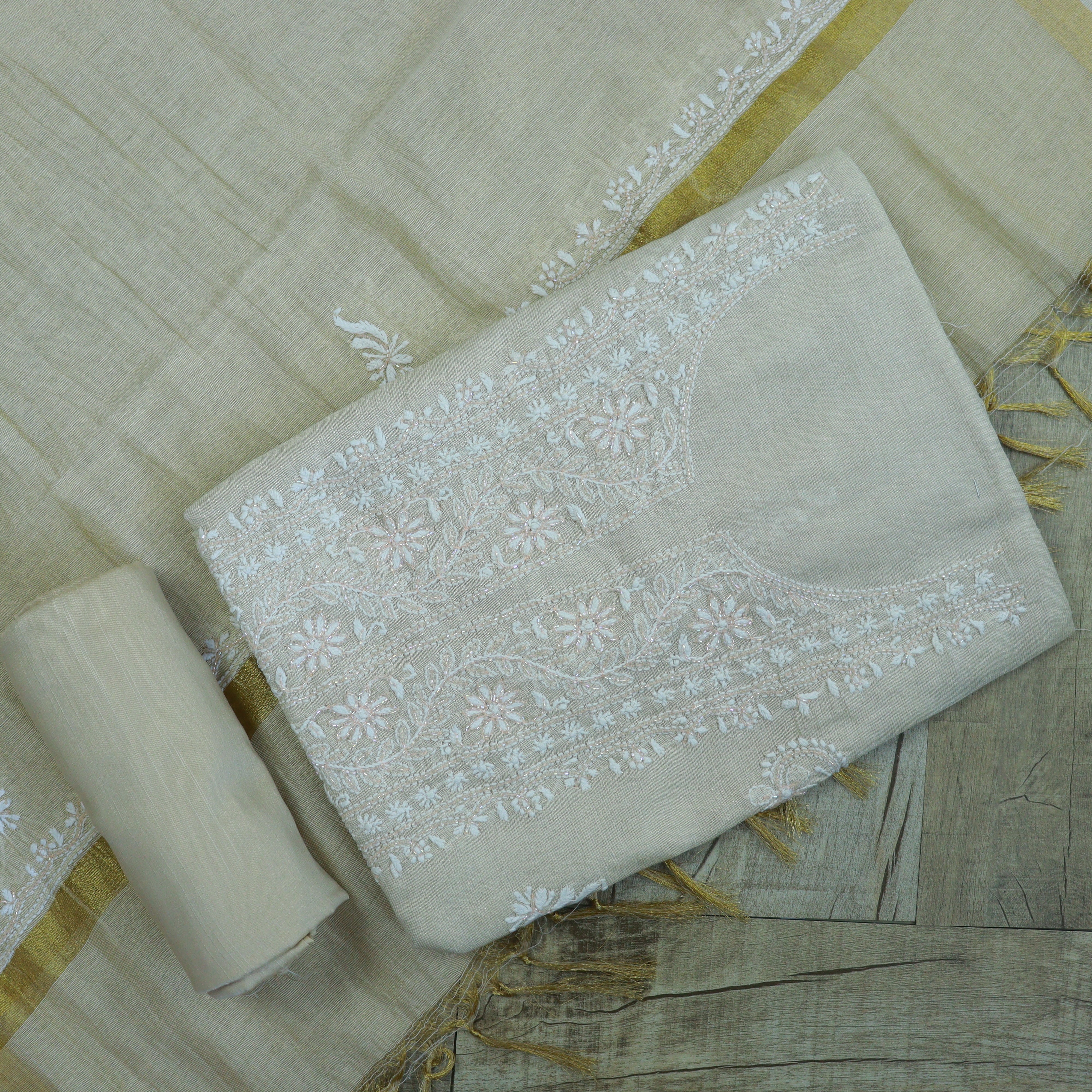 Load image into Gallery viewer, Pure Tissue Chikankari Unstitched Suit - 3792
