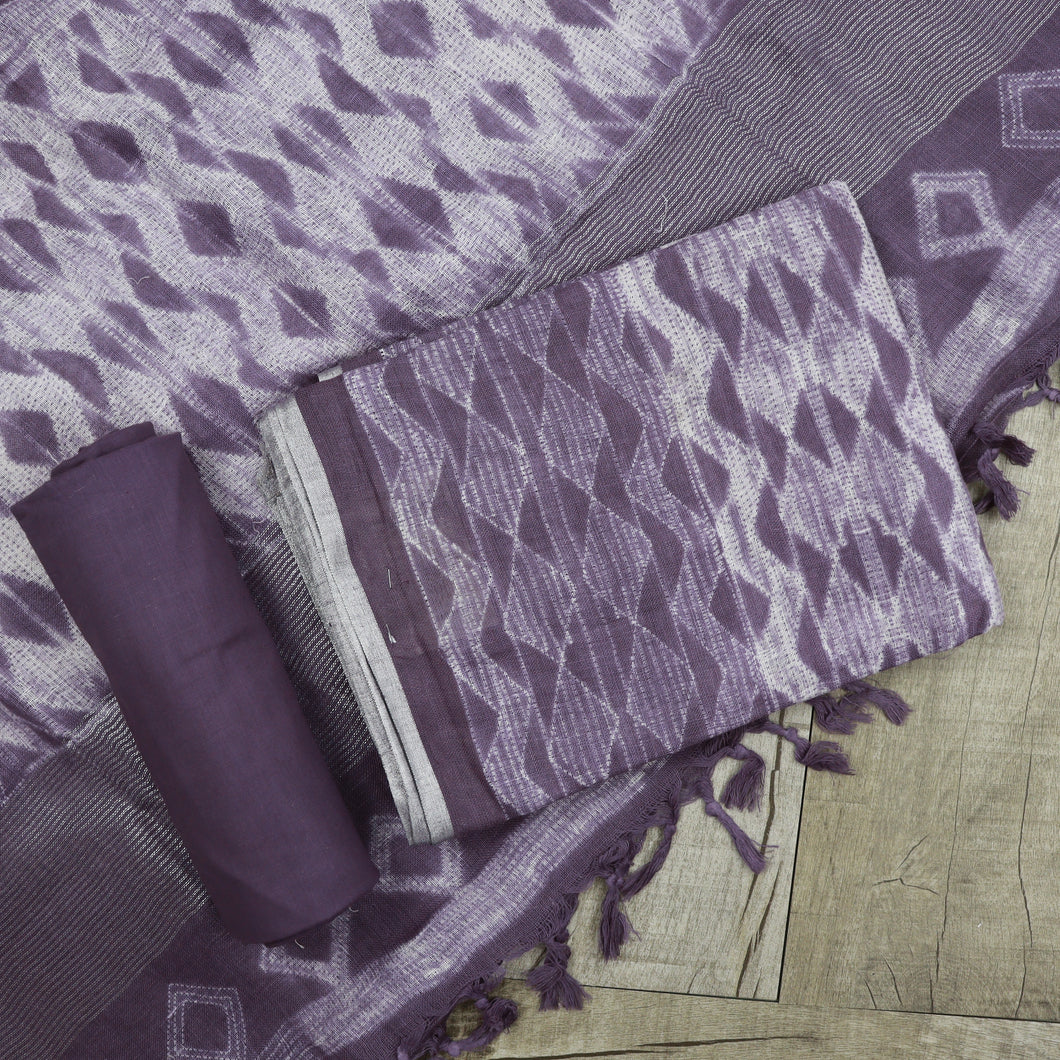 Pure Linen Shibori Unstitched Suit - 3791