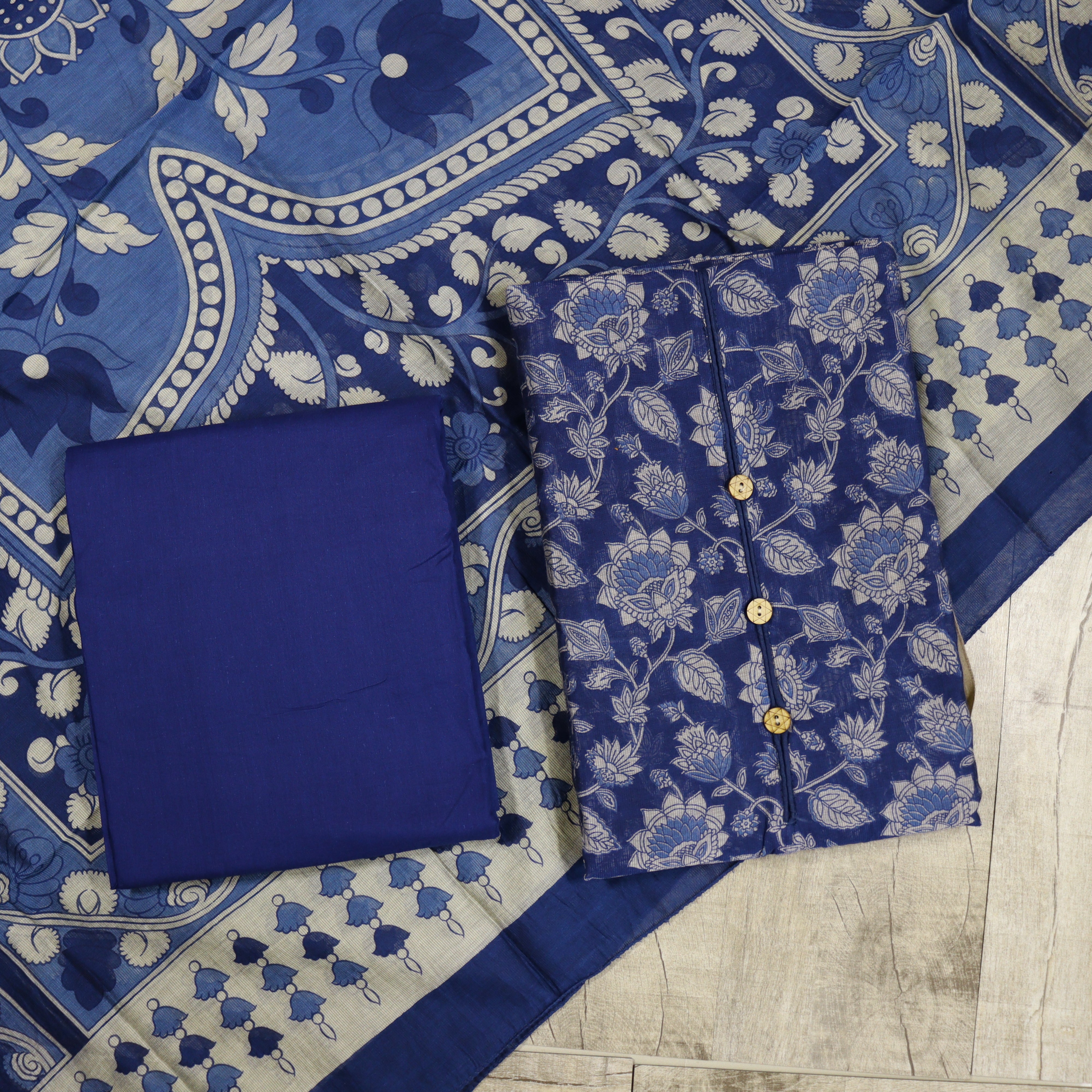 Load image into Gallery viewer, Chanderi Silk And Cotton Blend Unstitched Suit - 3857 (3656)
