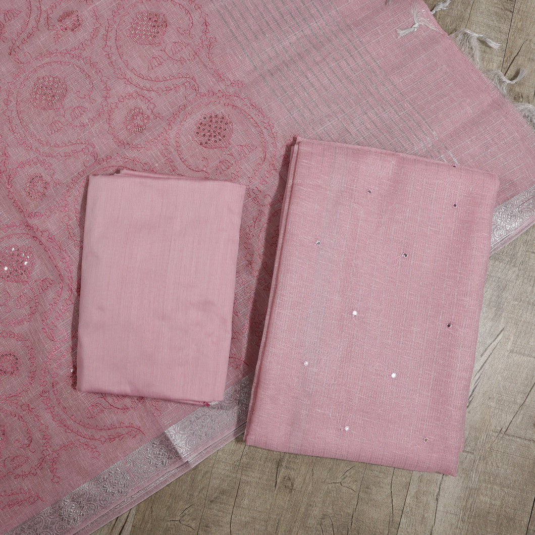 Linen Tissue Unstitched Suit - 3814