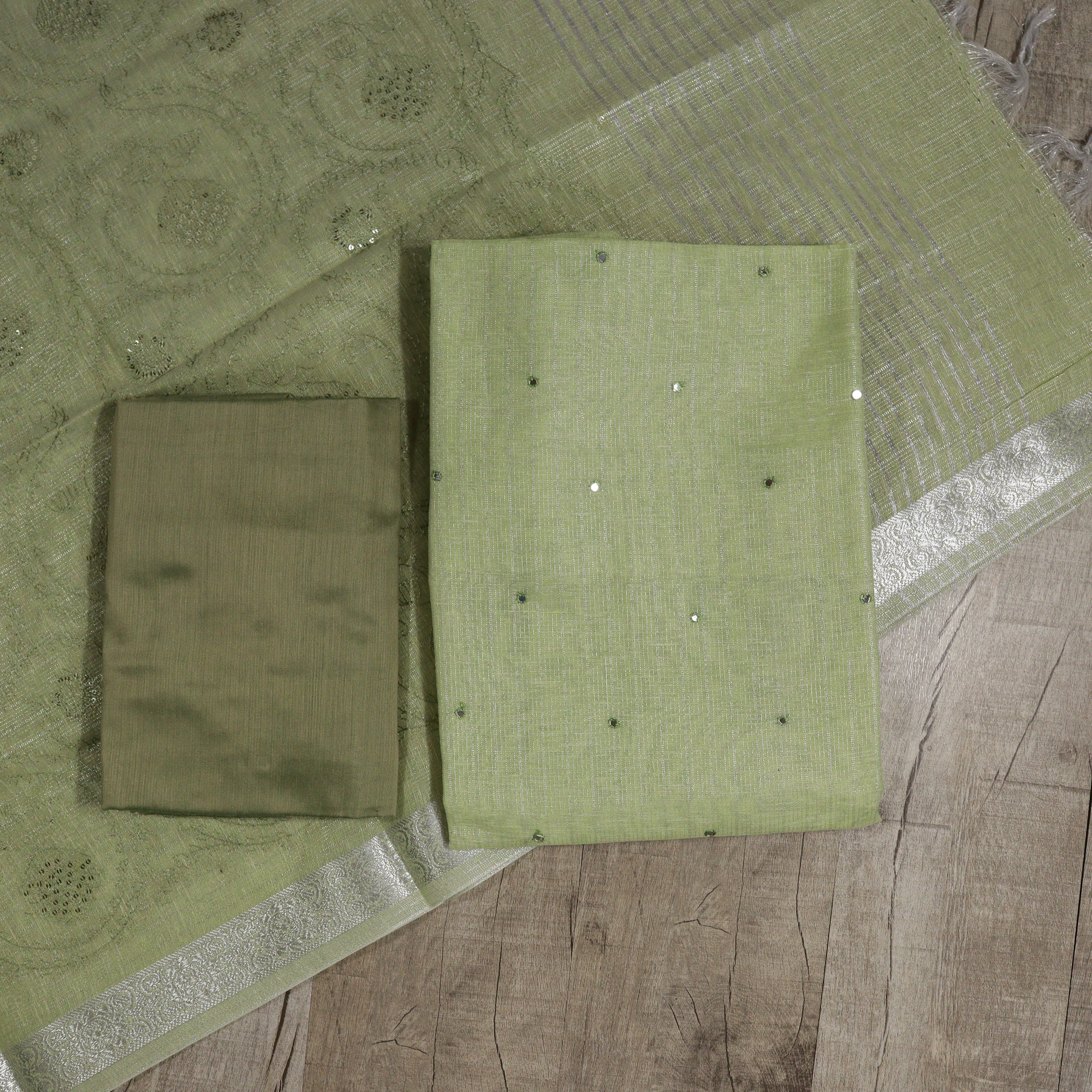 Load image into Gallery viewer, Linen Tissue Unstitched Suit - 3814
