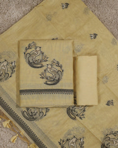 Chanderi Cotton Unstitched Suit-3560