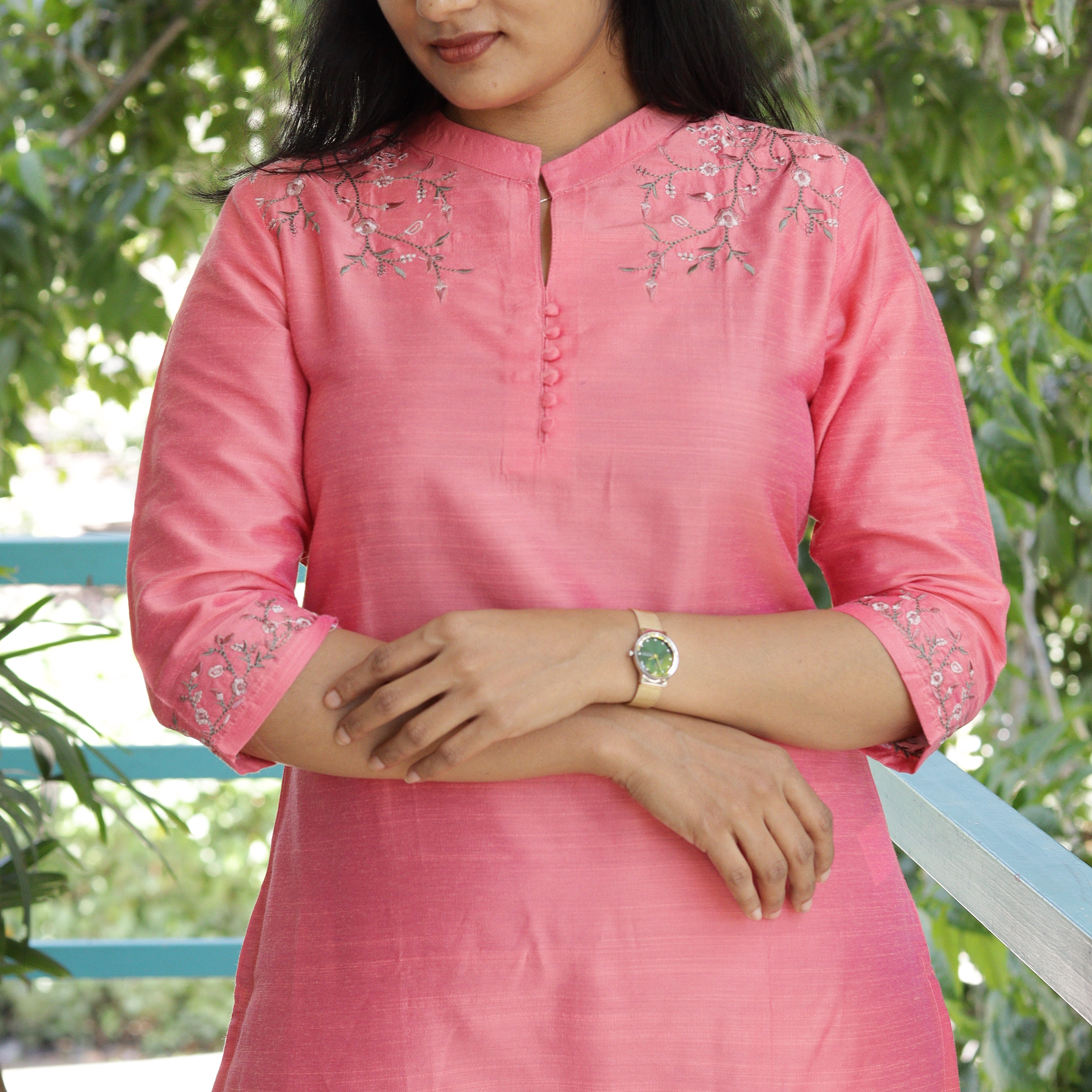 Load image into Gallery viewer, Raw Cotton Embroidered Kurti - 3639
