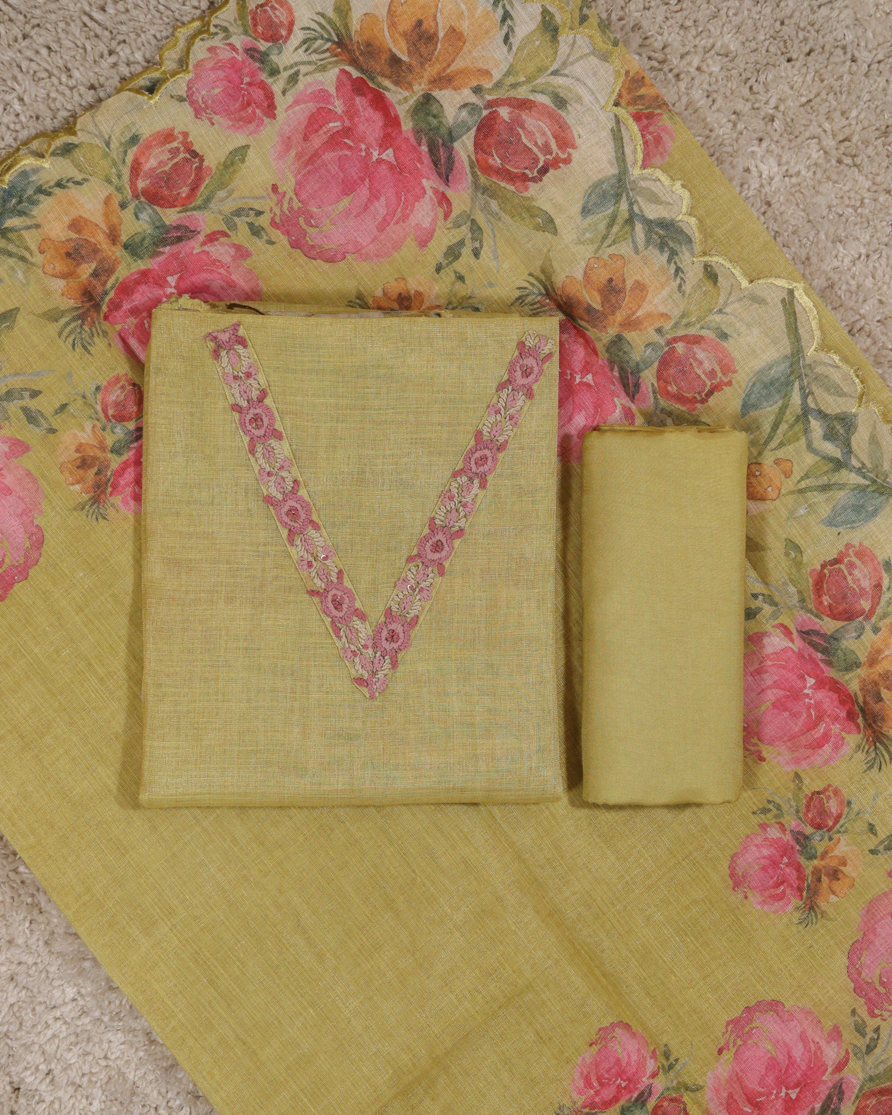 Load image into Gallery viewer, Linen Tissue Unstitched Suit-3568
