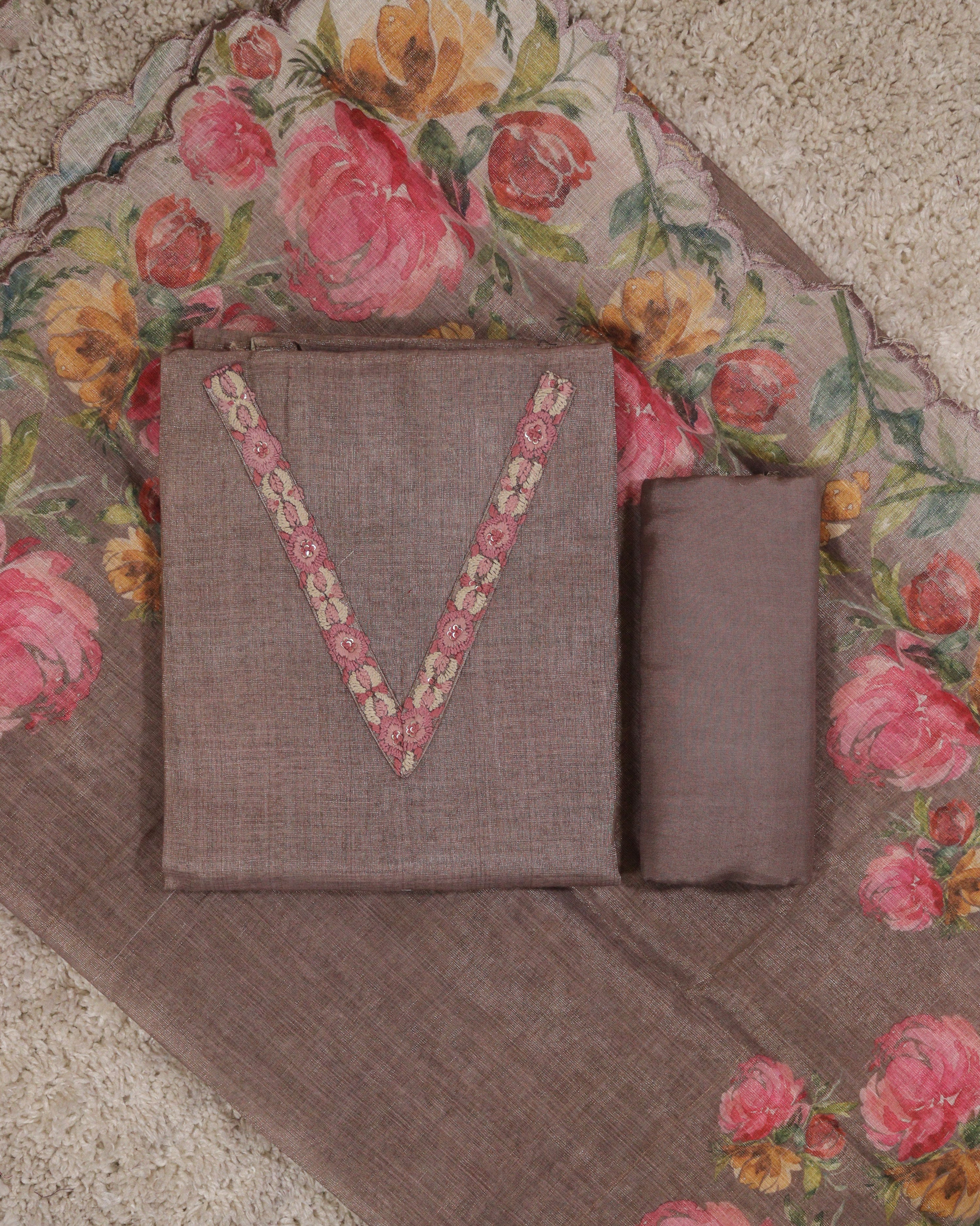Load image into Gallery viewer, Linen Tissue Unstitched Suit-3568
