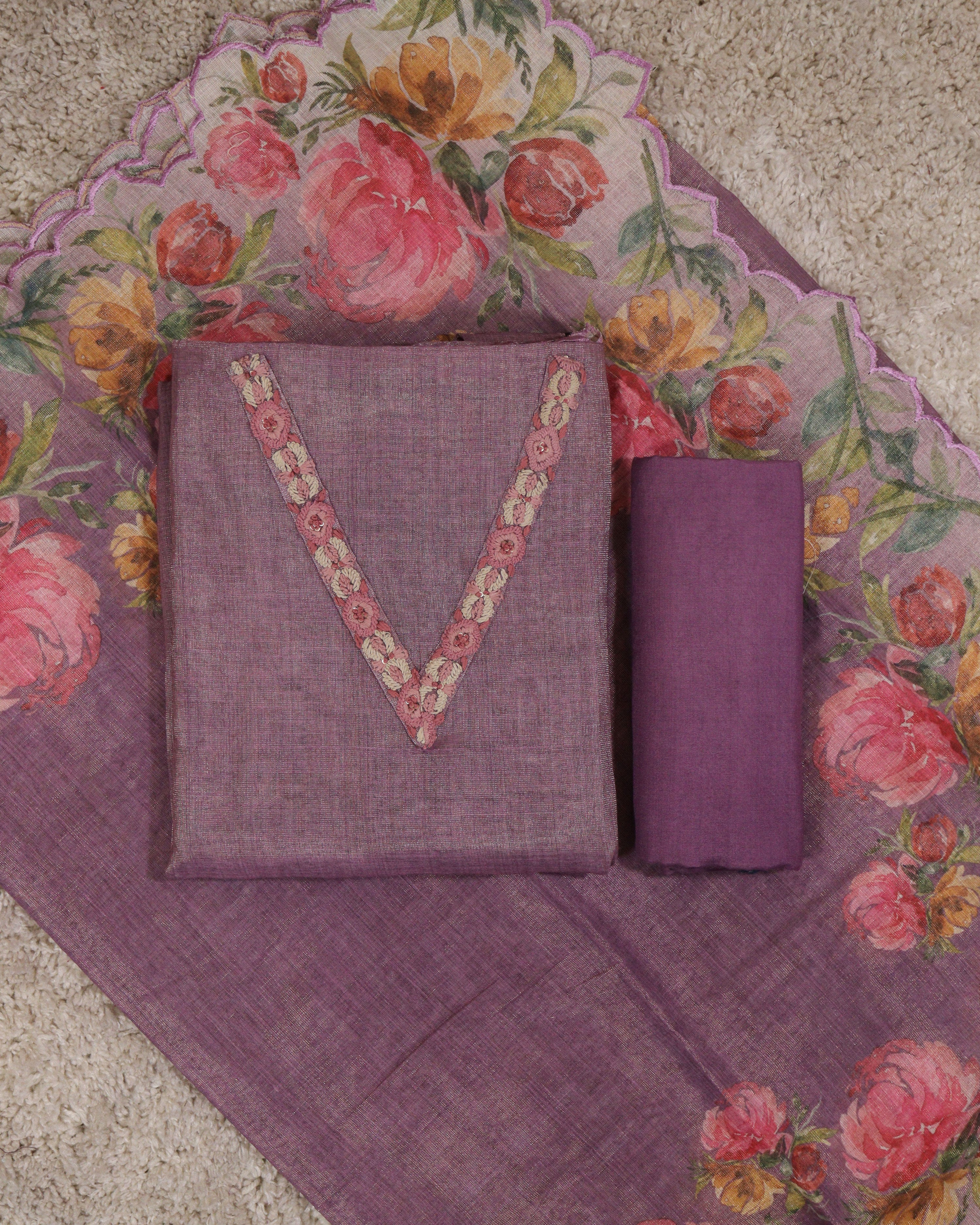 Load image into Gallery viewer, Linen Tissue Unstitched Suit-3568
