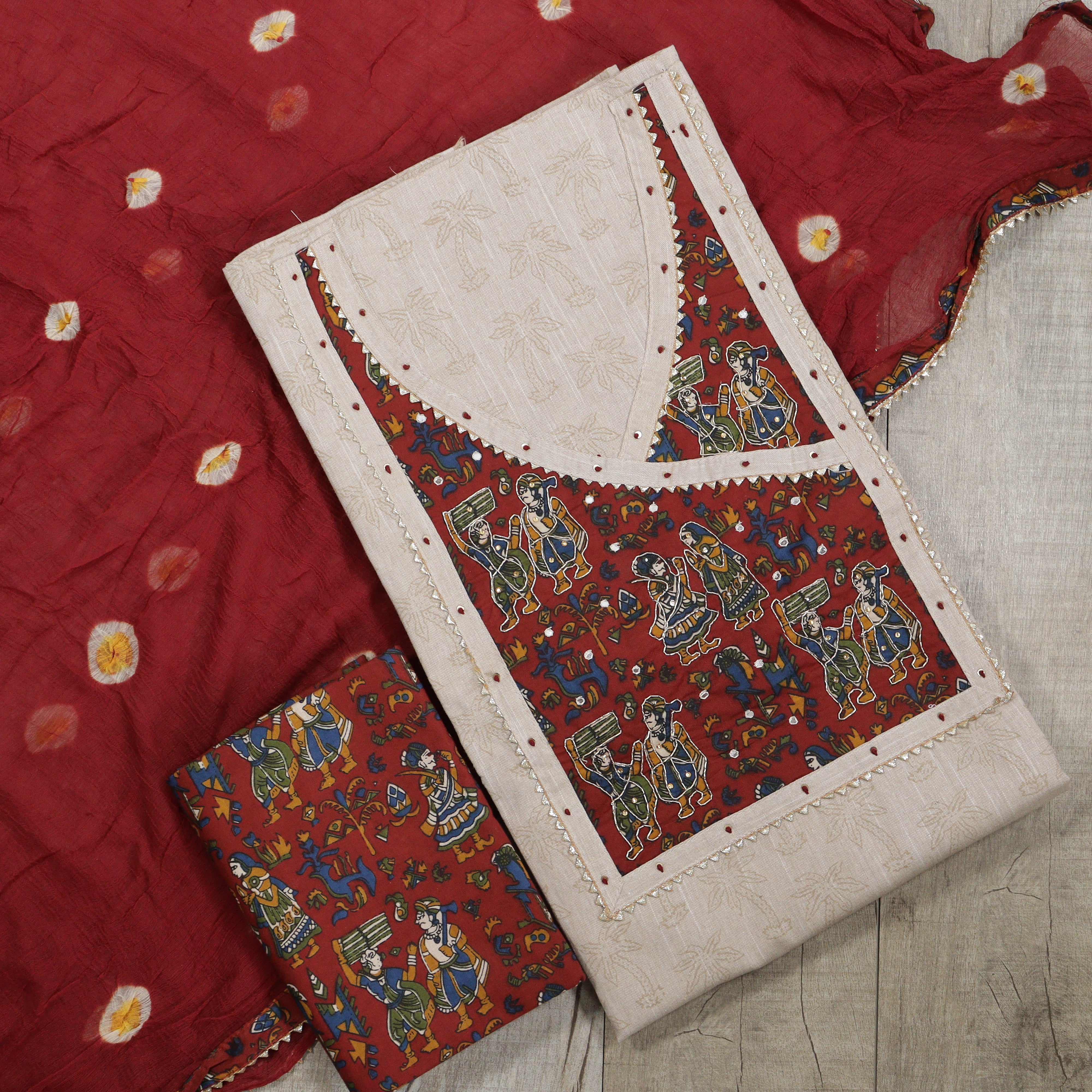 Load image into Gallery viewer, Ethnic Pure Cotton Unstitched Suit - 3832
