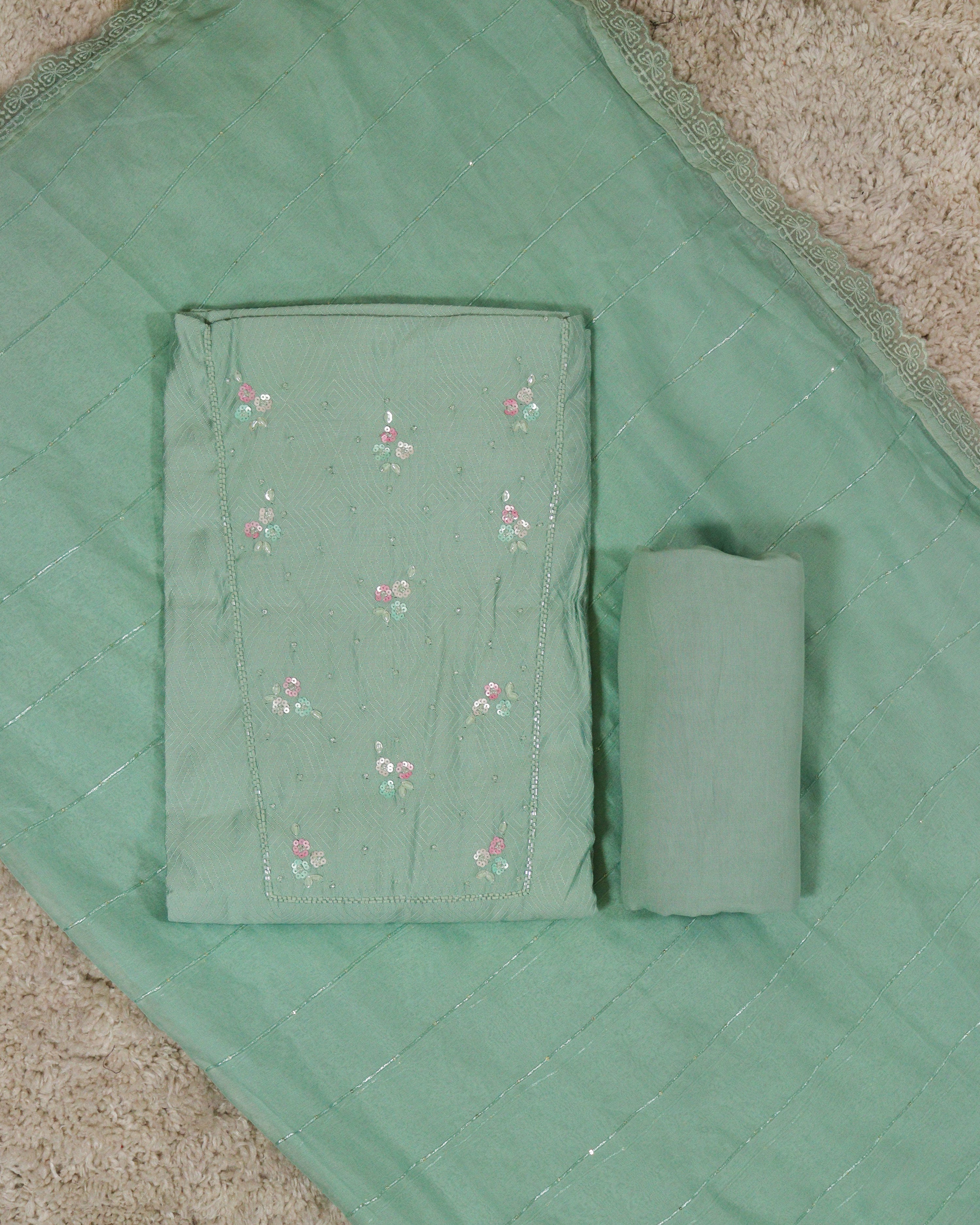 Load image into Gallery viewer, Semi Silk Unstitched Suit-3753
