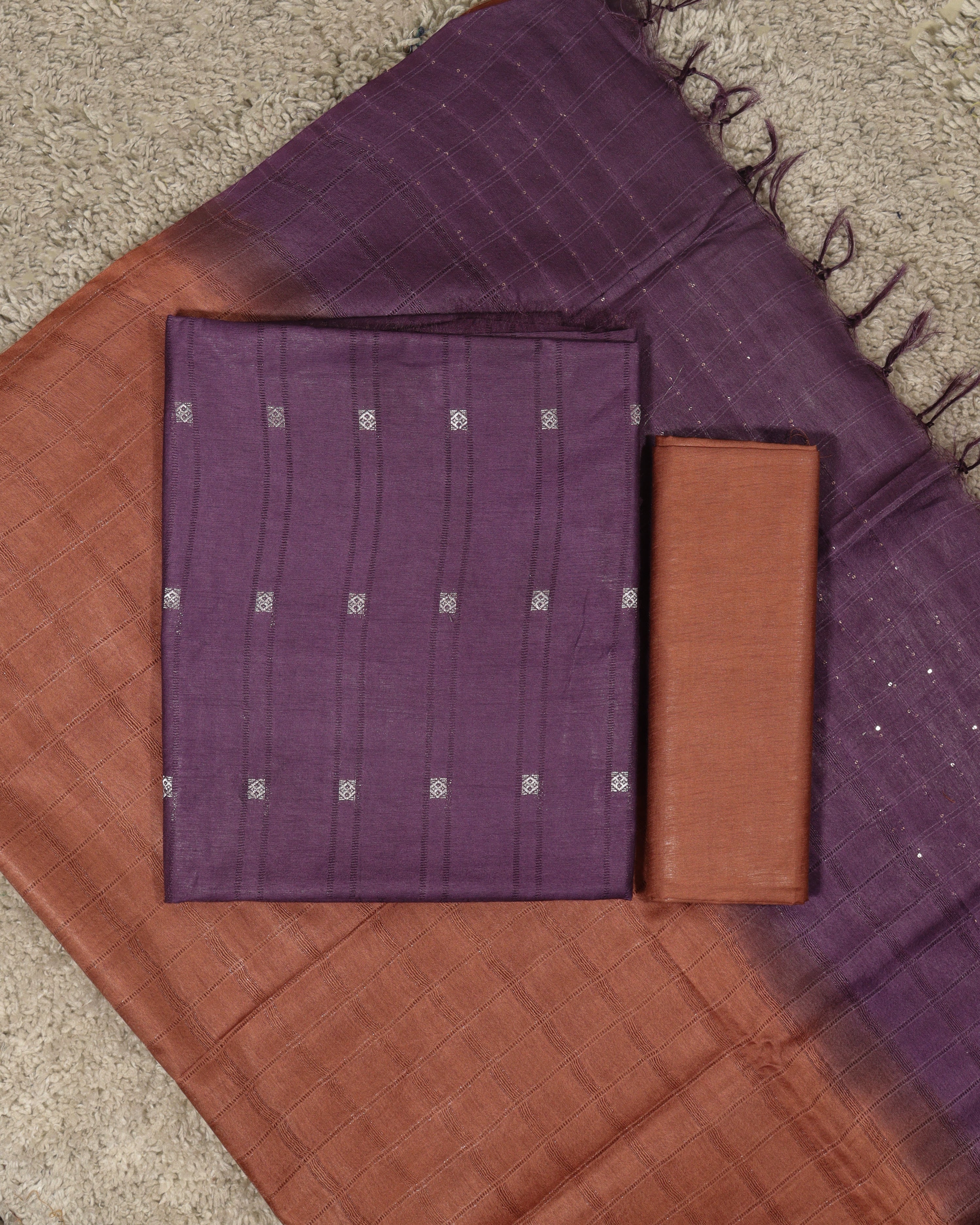 Load image into Gallery viewer, Semi Tusser Unstitched Suit-8176
