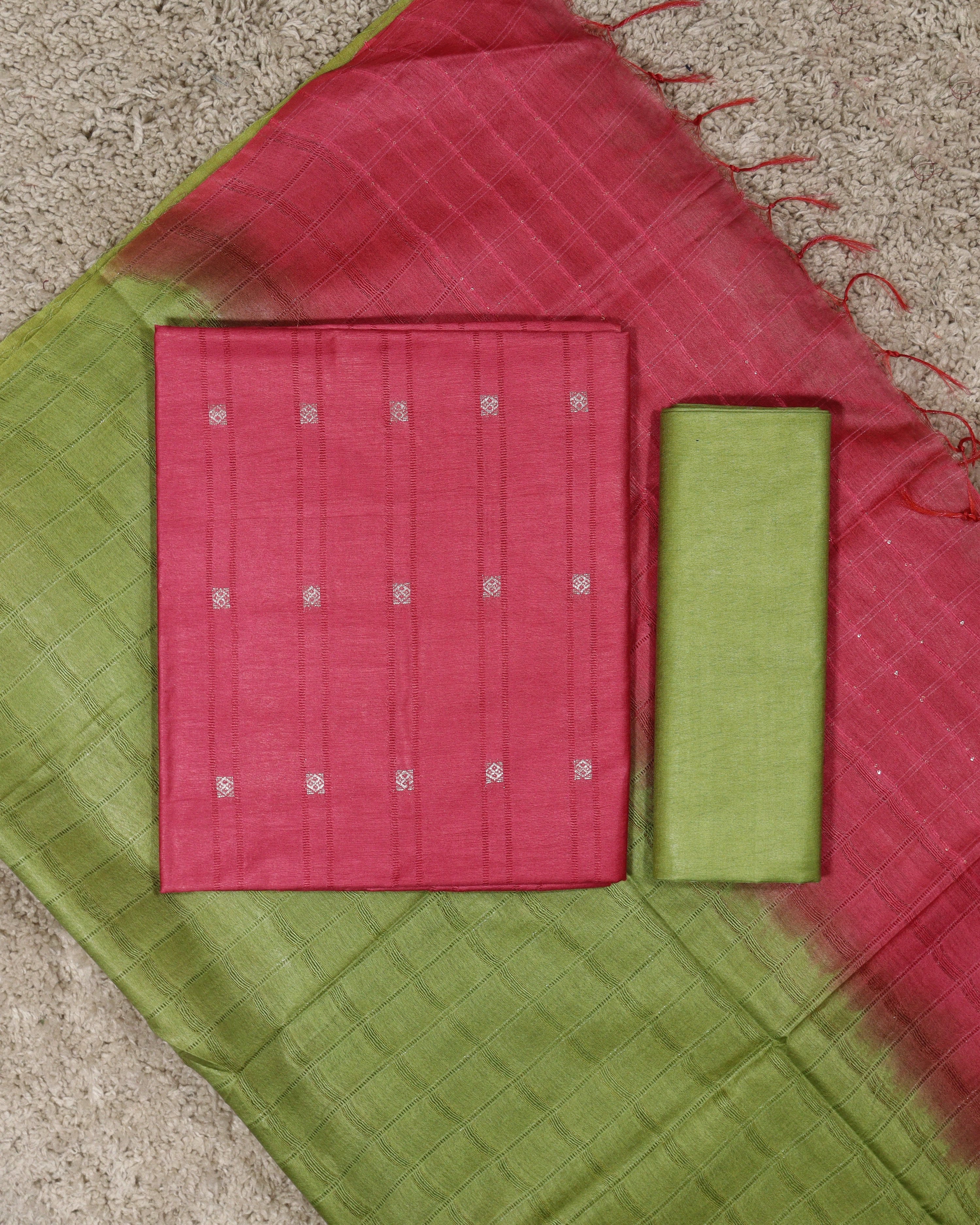 Load image into Gallery viewer, Semi Tusser Unstitched Suit-8176
