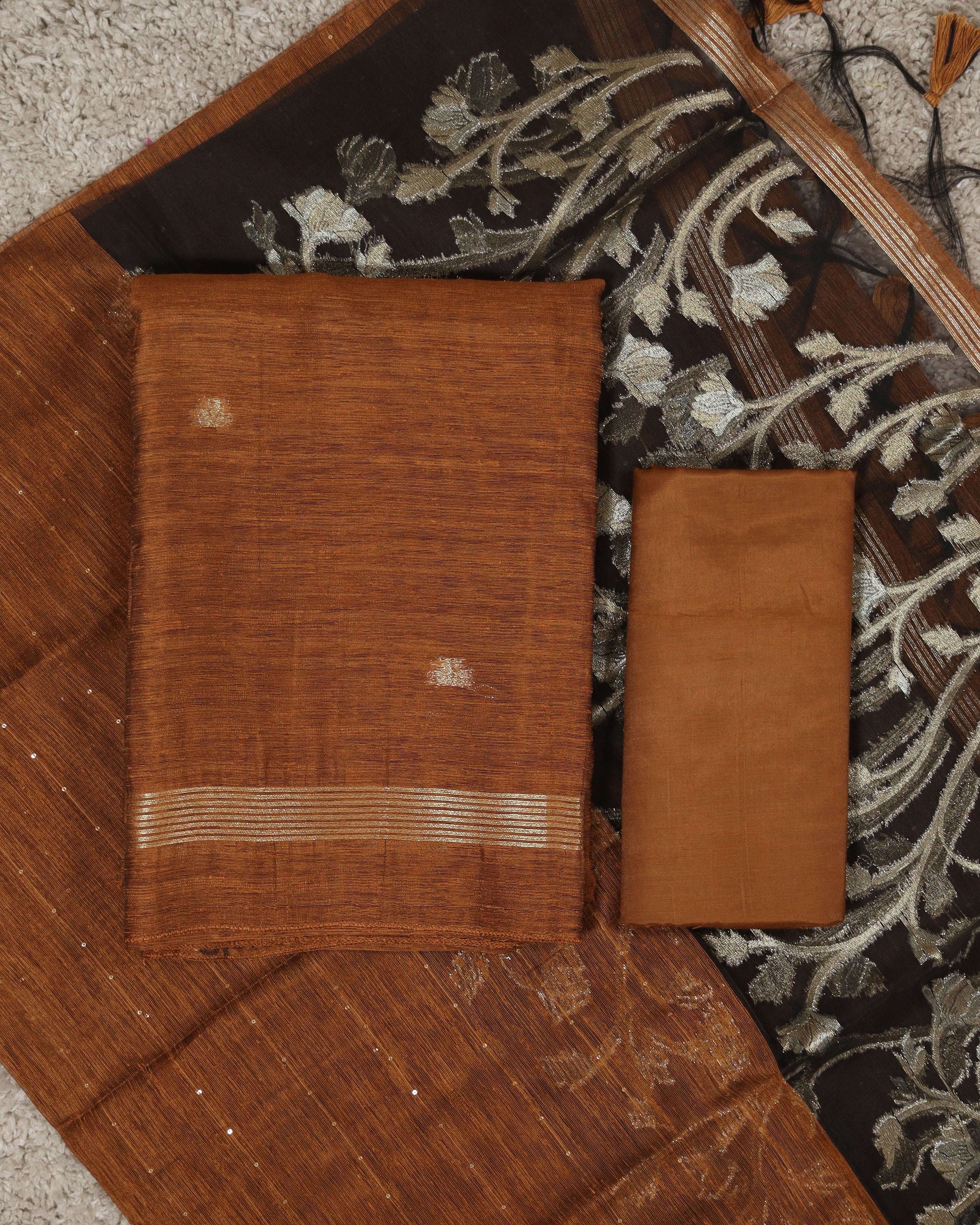 Load image into Gallery viewer, Semi Chanderi Unstitched Suit-8236
